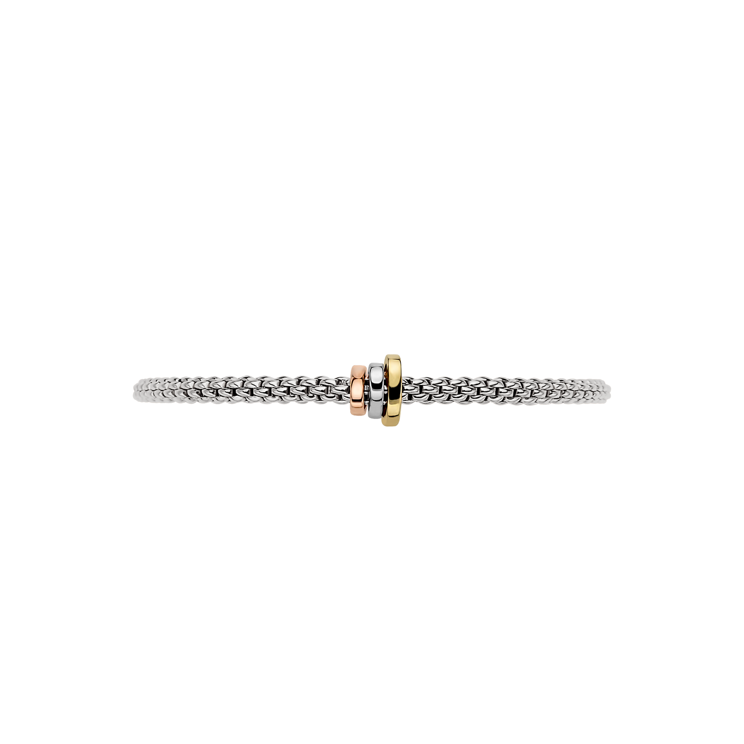 Video Thumbnail: Xx B Rbg 2 - Fope 18k White Gold Flexit Bracelet Tri Gold Rondels