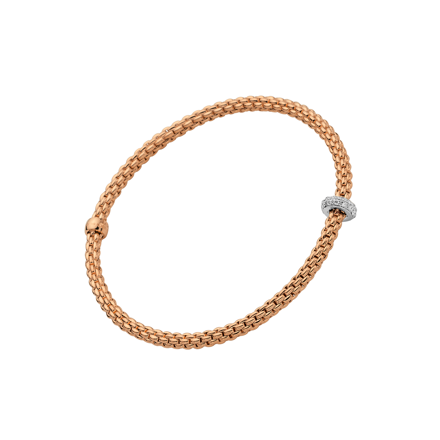 Prima 18K Rose Gold Flex'it Bracelet with Pave Set Rondel Medium