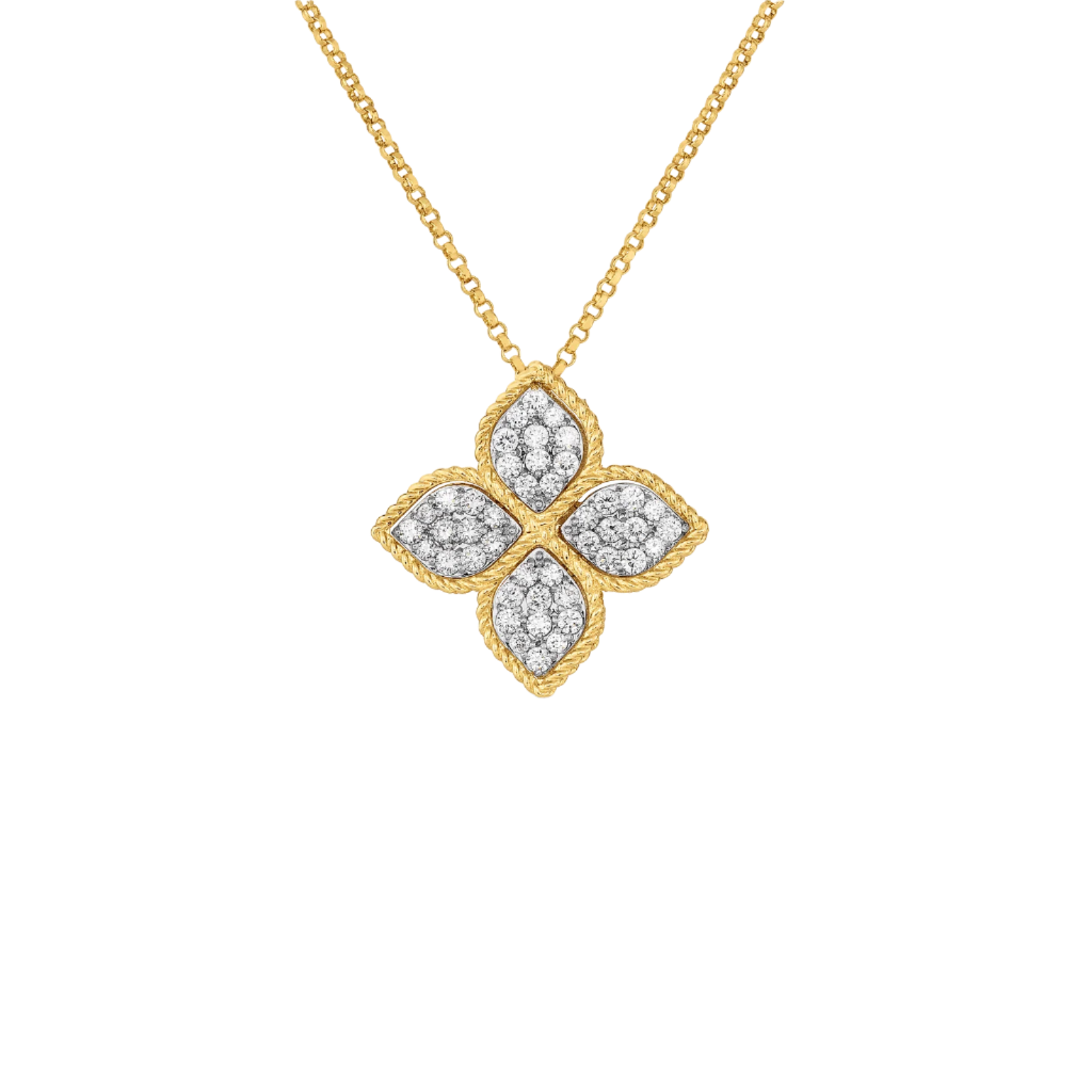 18K Gold Princess Flower Large Diamond Necklace