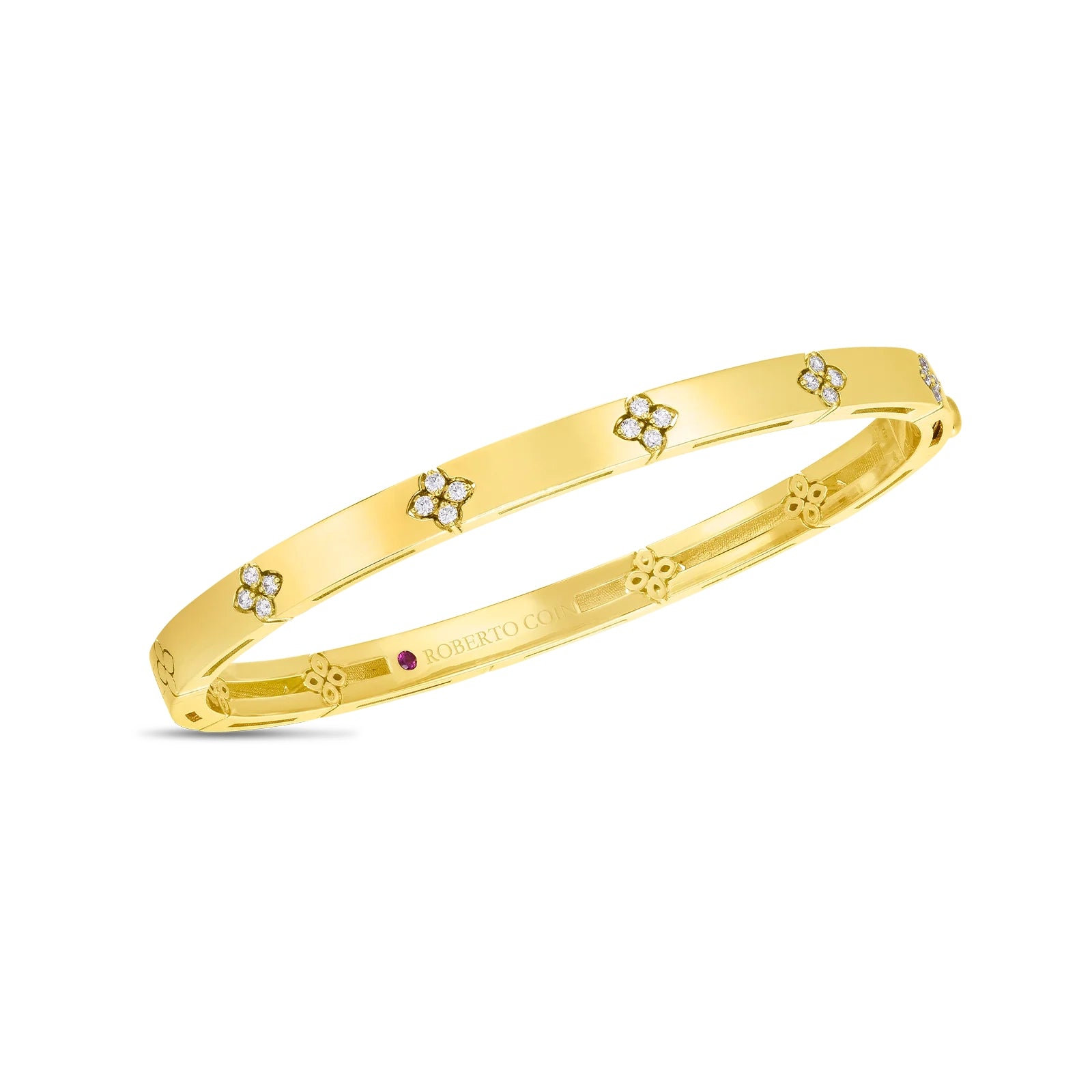 18K Gold Love In Verona Narrow Width Diamond Accent Bangle