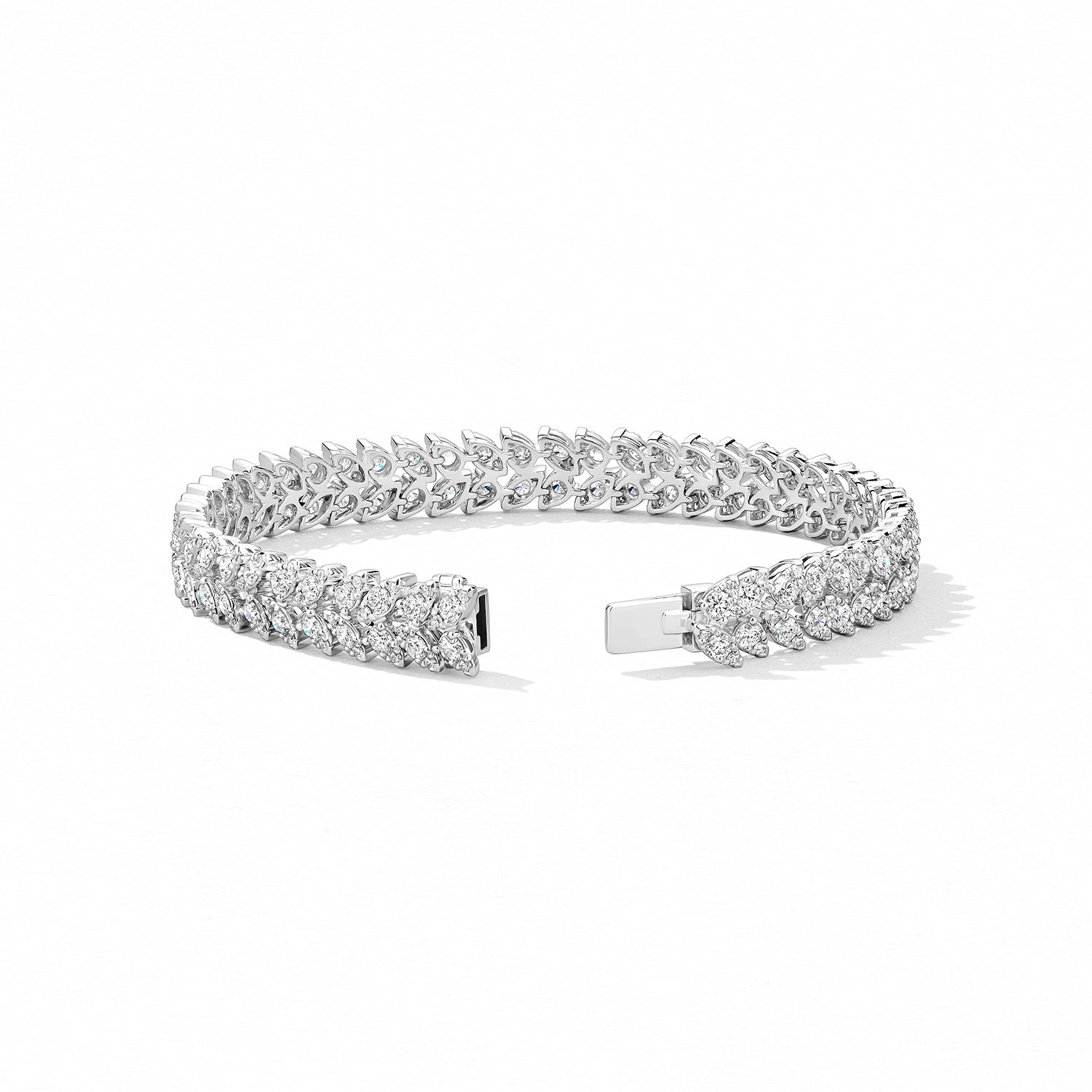 18K White Gold Aerial Double Dewdrop Line Bracelet