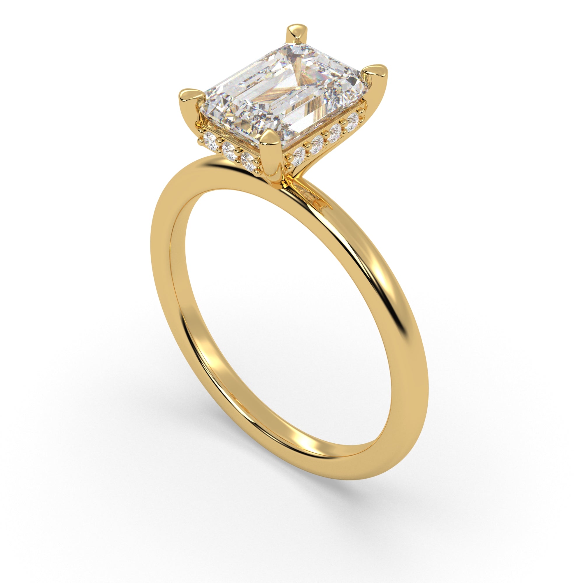 Angeline Emerald Diamond Engagement Ring in Yellow Gold