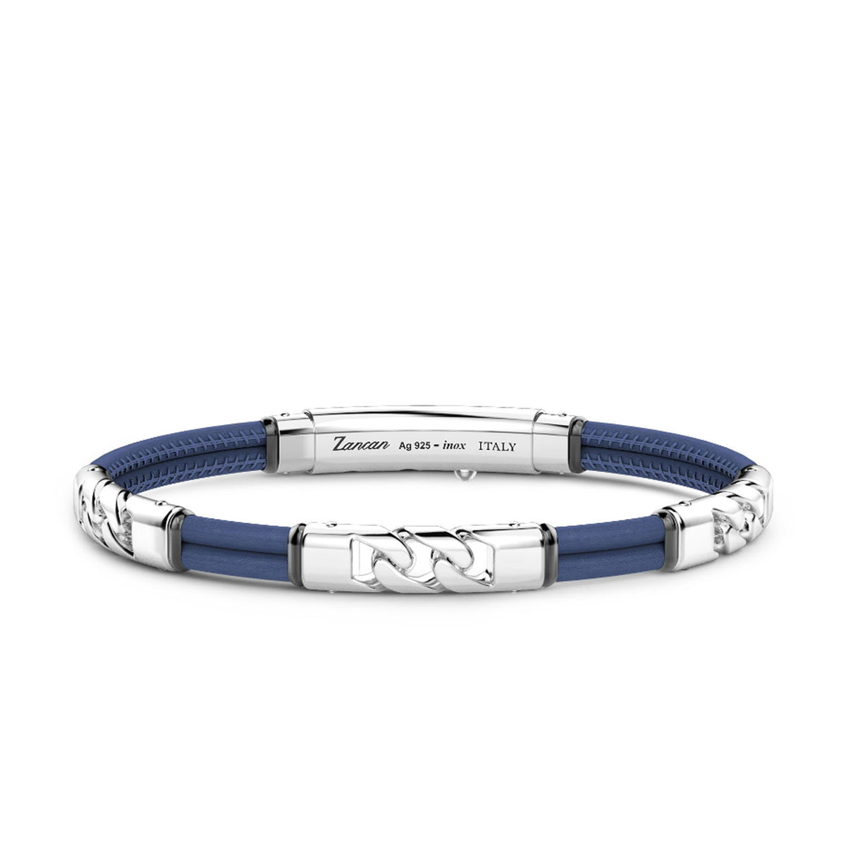 Zancan Blue Natural Leather Bracelet with Silver Elements