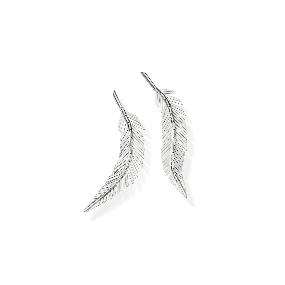 CADAR DESIGN 18K WHITE GOLD MEDIUM FEATHER DROP EARRINGS