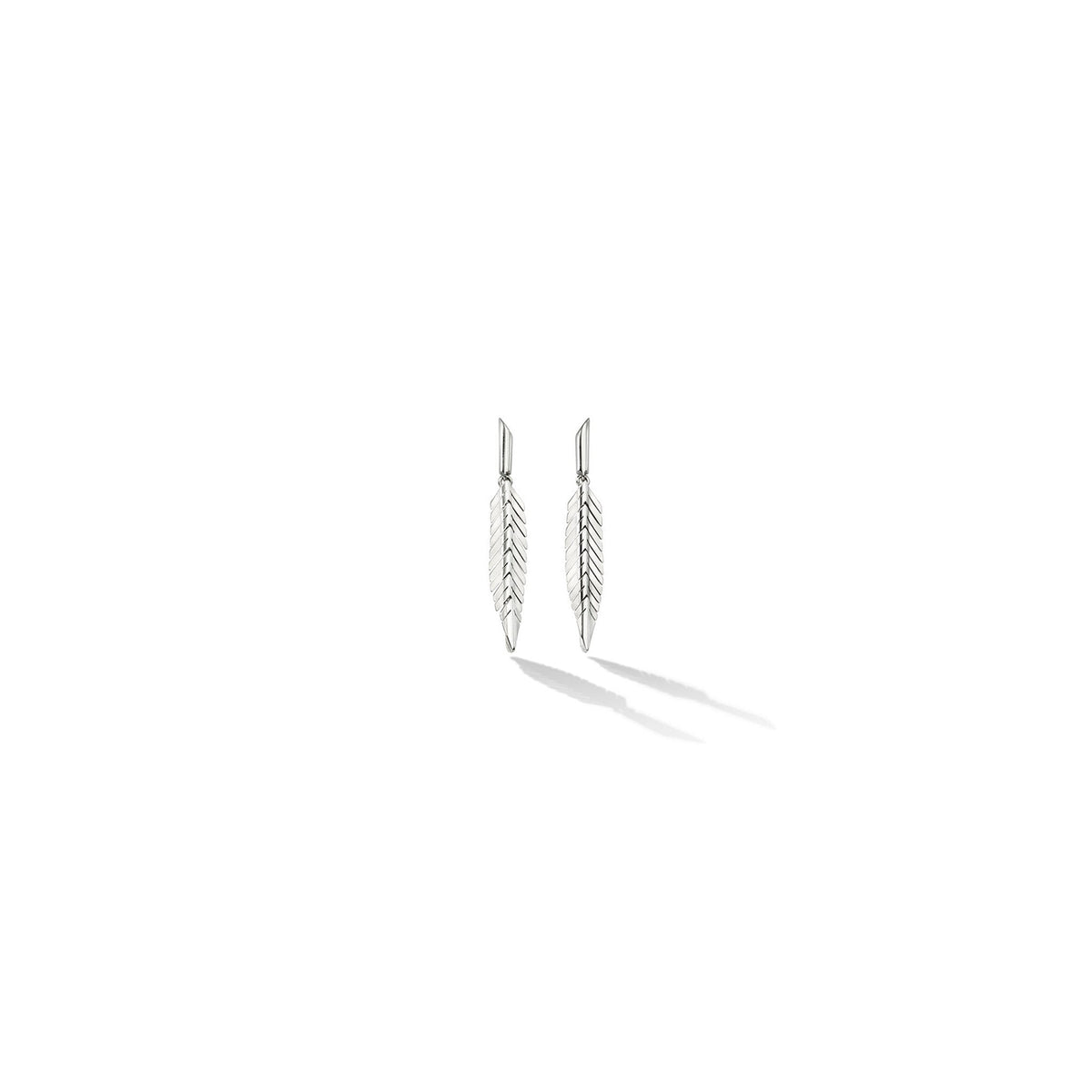 CADAR DESIGN 18K WHITE GOLD SMALL FEATHER DROP EARRINGS