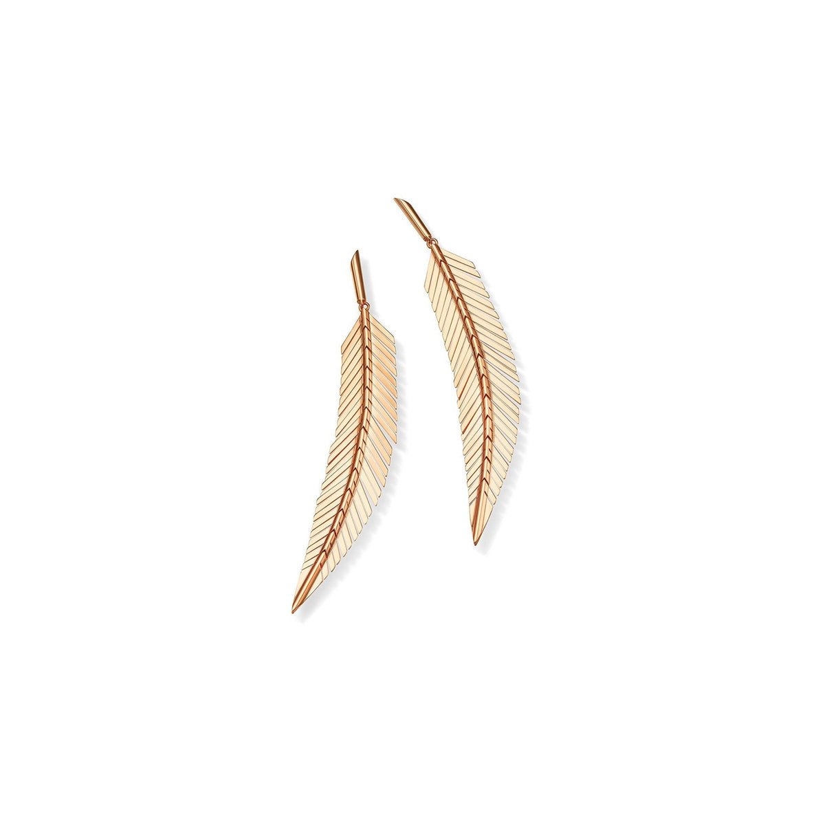 Cadar Design 18K Rose Gold Medium Feather Drop Earrings