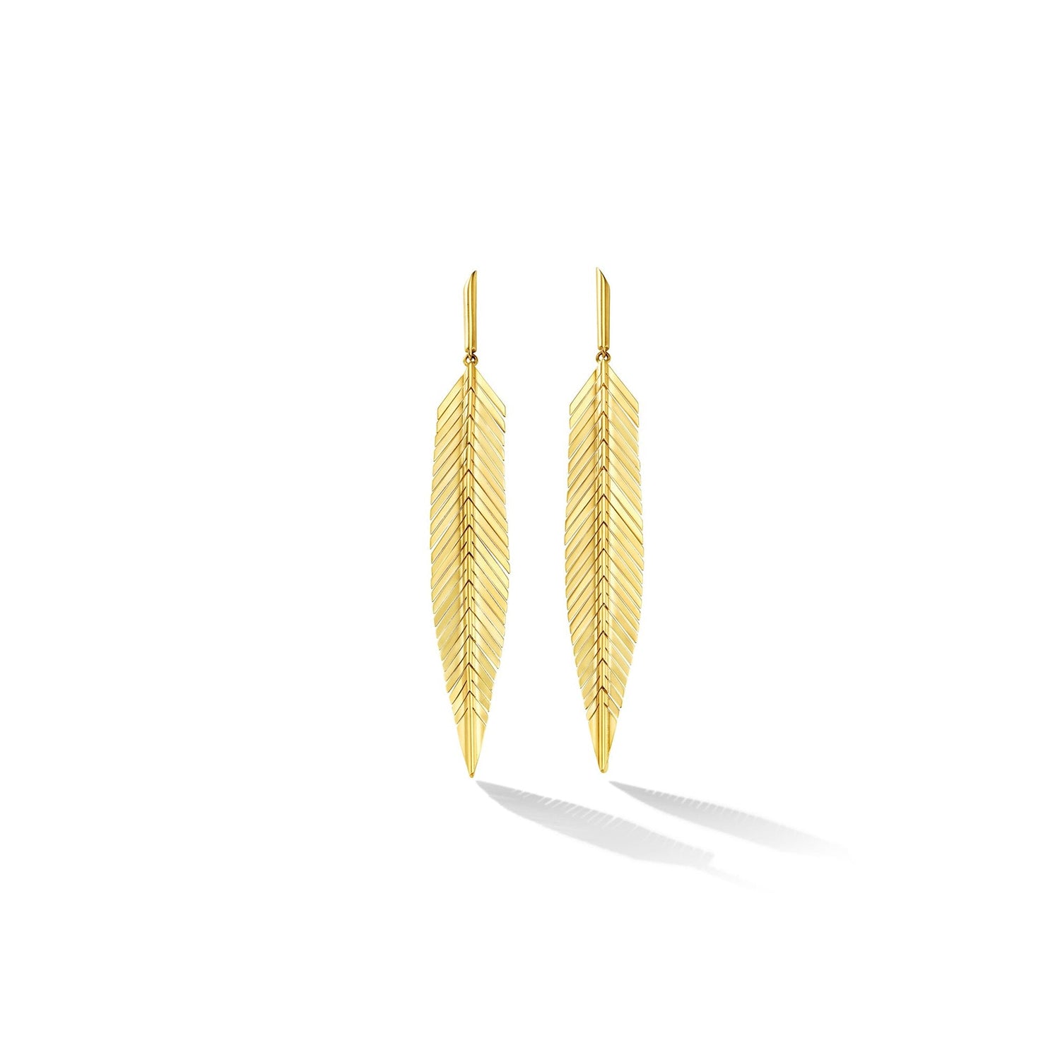 Cadar 18K Yellow Gold Medium Feather Drop Earrings