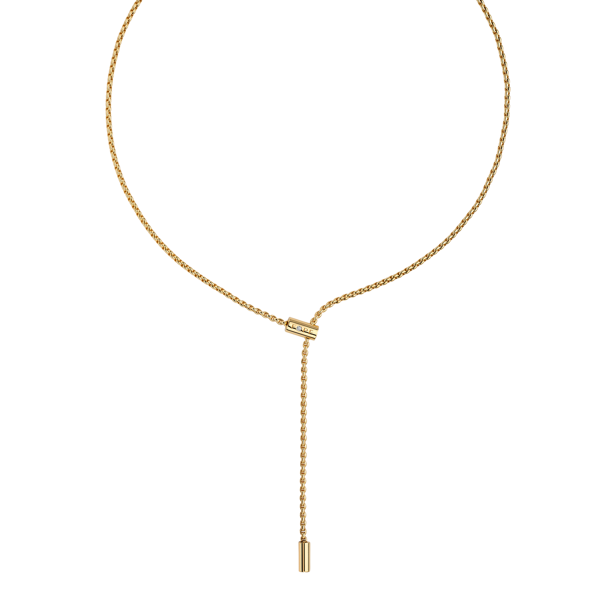FOPE ARIA Collection 18K Yellow Gold Adjustable Lariat Necklace with Sliding Diamond Clasp 0.01cttw