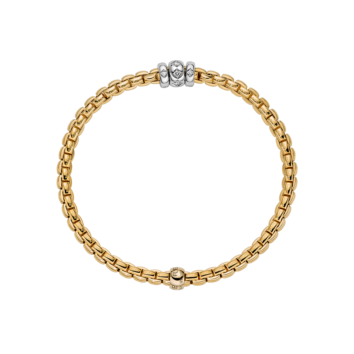 FOPE Eka 18K Yellow Gold Flex'it Bracelet With Rhombus-set Diamonds Medium 0.18 ctw