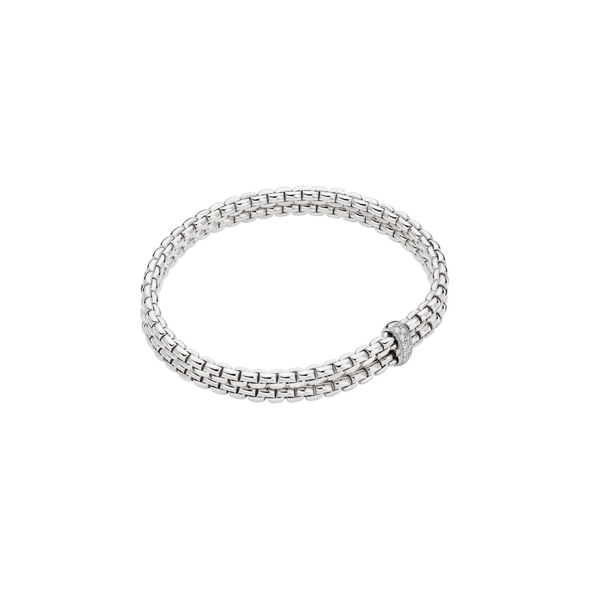 FOPE Eka Collection 18K White Gold Double Strand Flex'it Bracelet 0.10 ctw