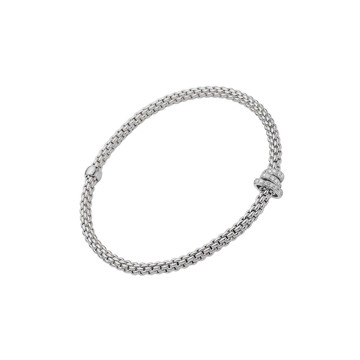 FOPE Prima 18K White Gold Diamond Pave Flexit Bracelet 0.31ctw