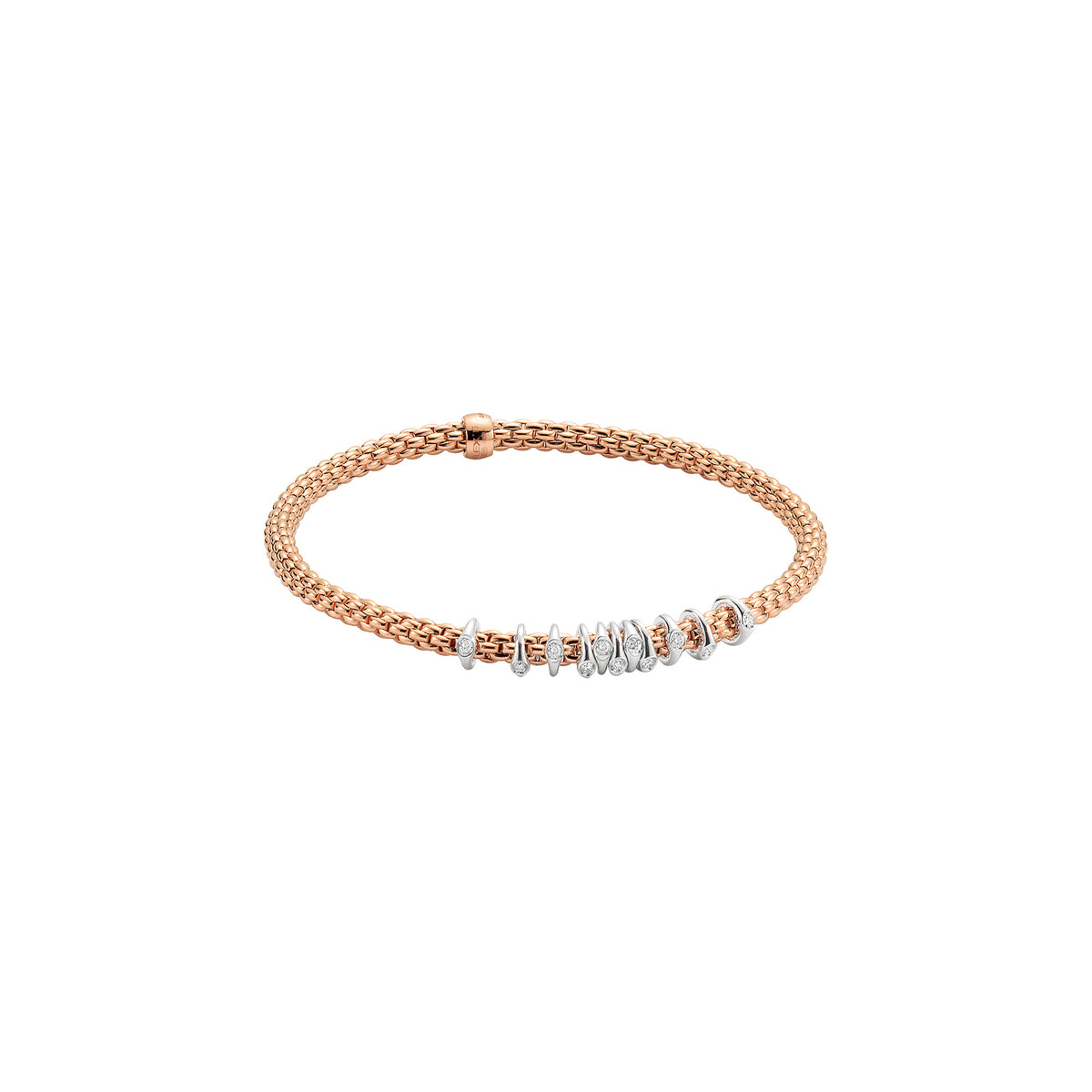 FOPE Prima Collection 18K Rose Gold Medium Diamond Flex'it Bracelet 0.15 ctw