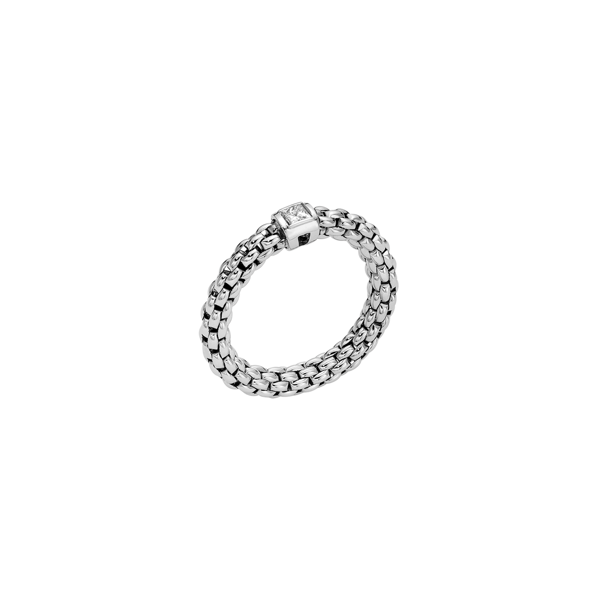 FOPE Souls Collection 18K White Gold Flex'it Ring With a White Diamond 0.09 ctw
