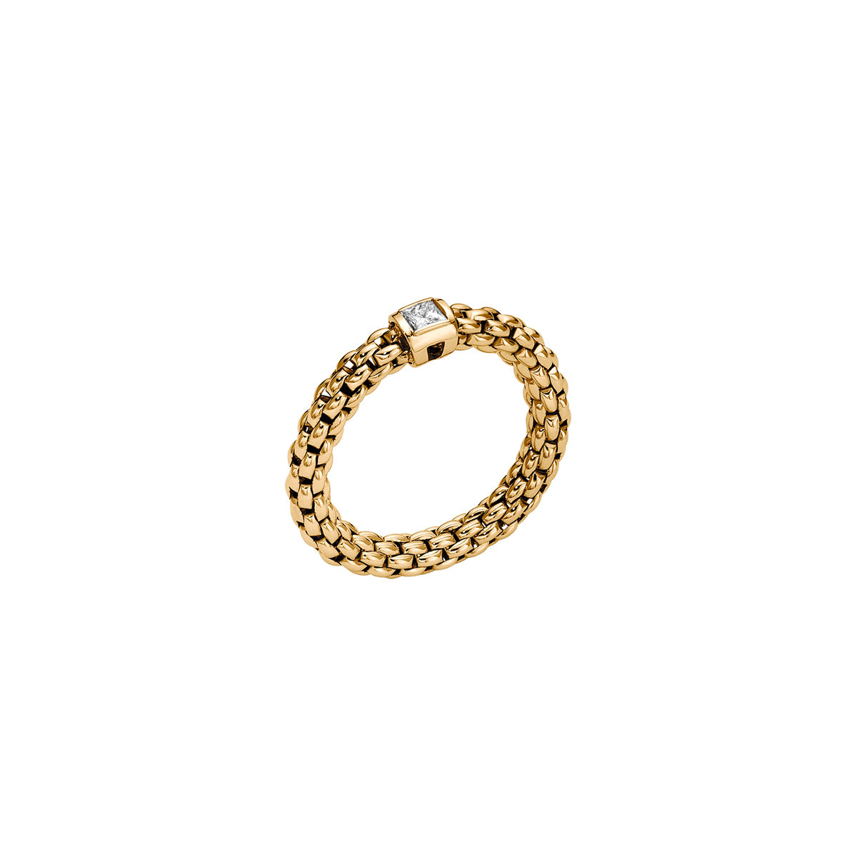 FOPE Souls Collection 18K Yellow Gold Flexit Ring With a White Diamond 0.09 ctw