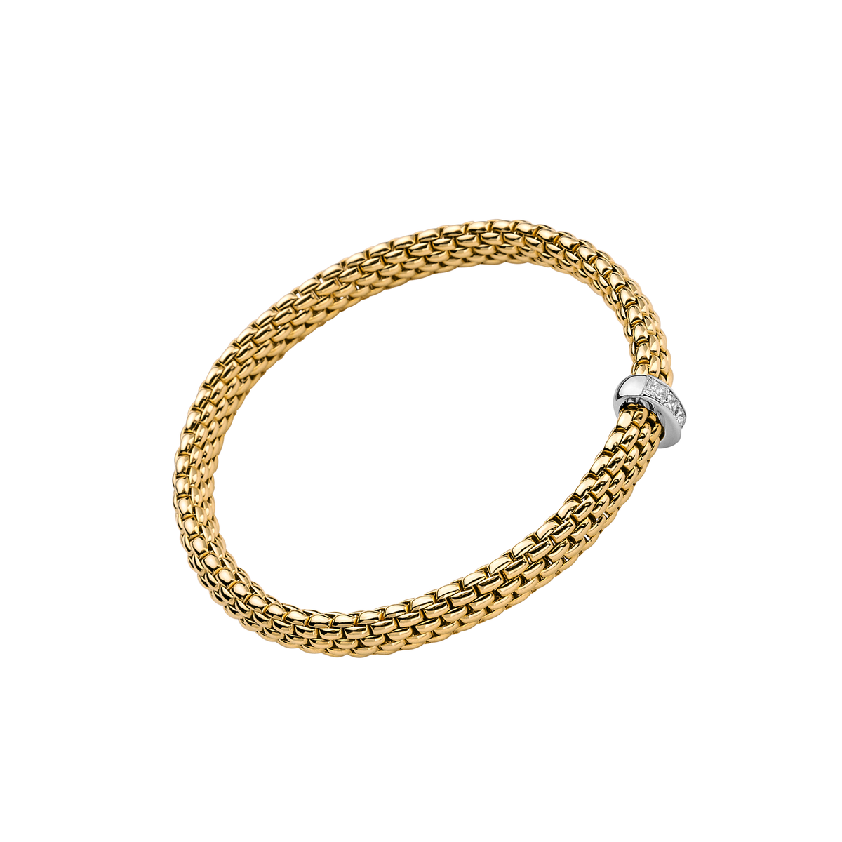 FOPE Vendôme 18K Yellow Gold Medium Flex'it Bracelet with Princess Cut Diamonds 0.35 ctw