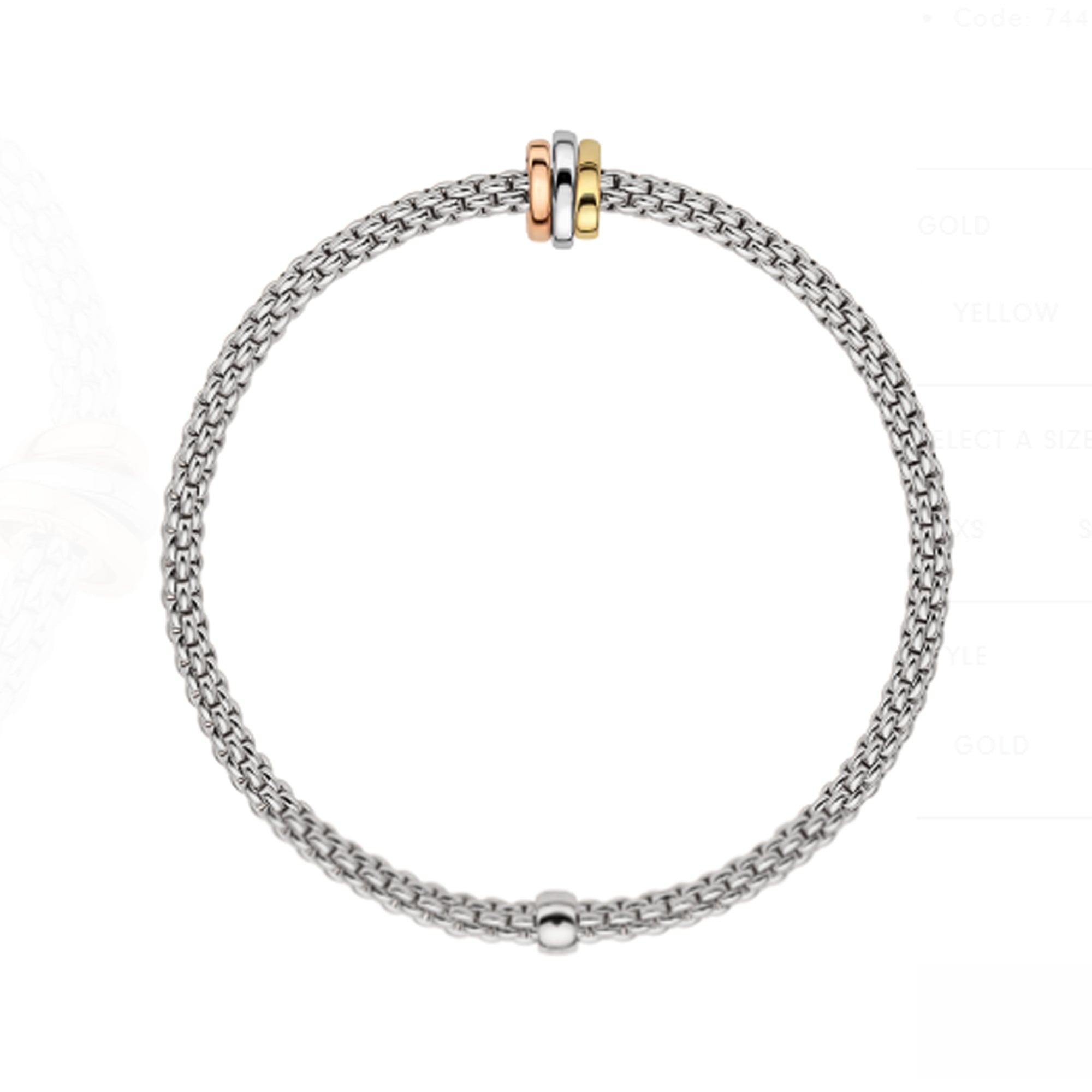 Fope 18K White Gold Flexit Bracelet Tri Gold Rondels