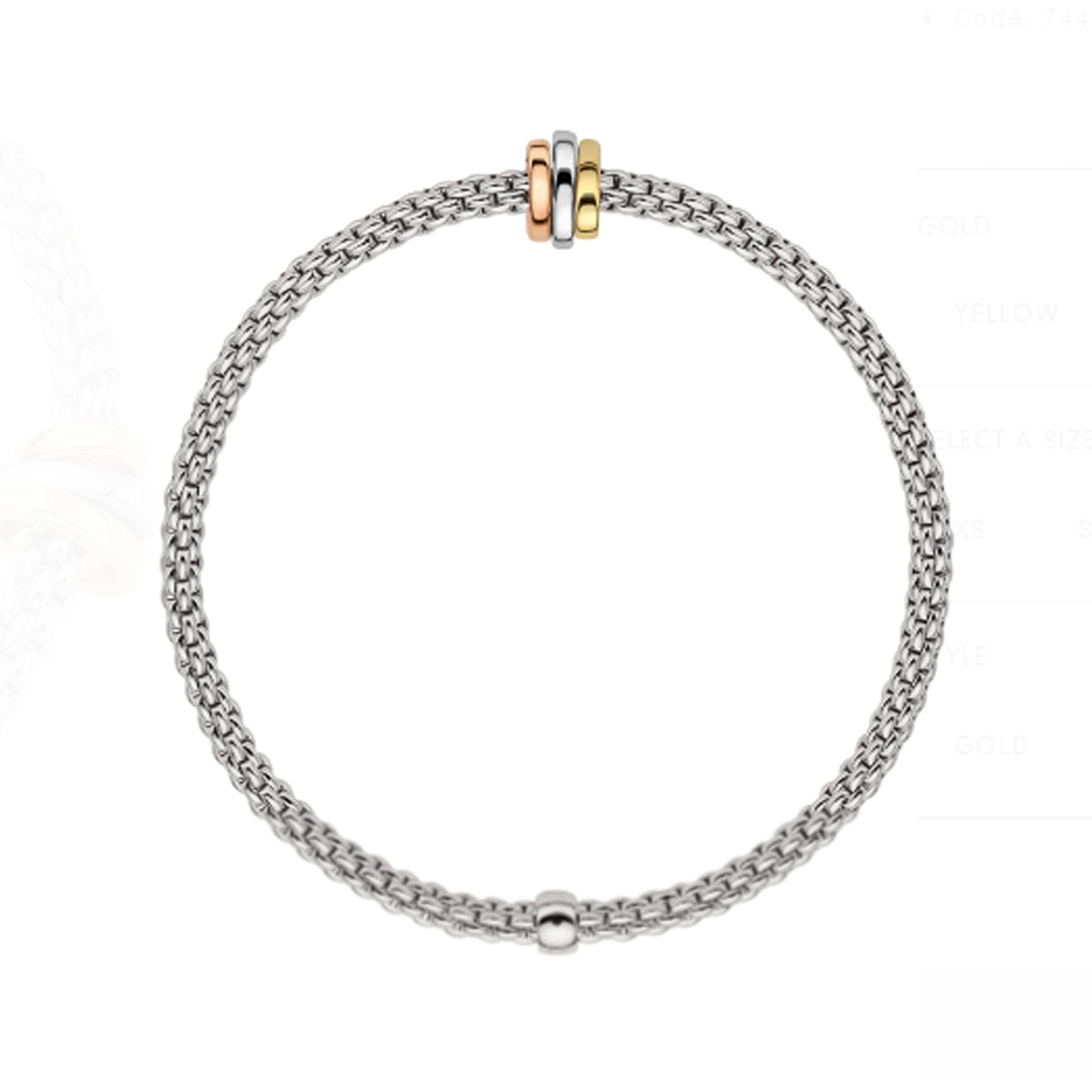 Fope 18K White Gold Flexit Bracelet Tri Gold Rondels