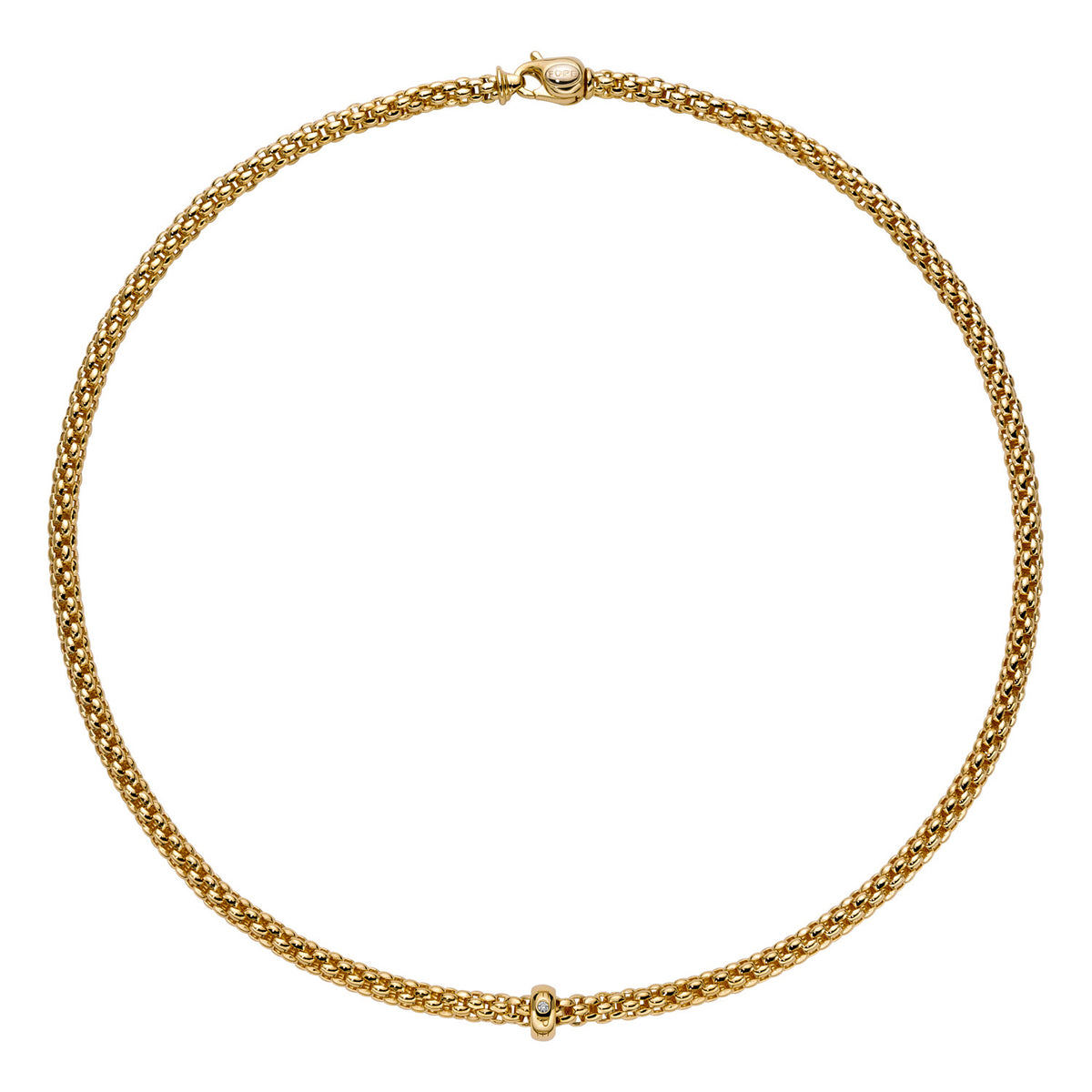 FOPE Solo 18K Yellow Gold Diamond Necklace 43cm 0.01 ctw