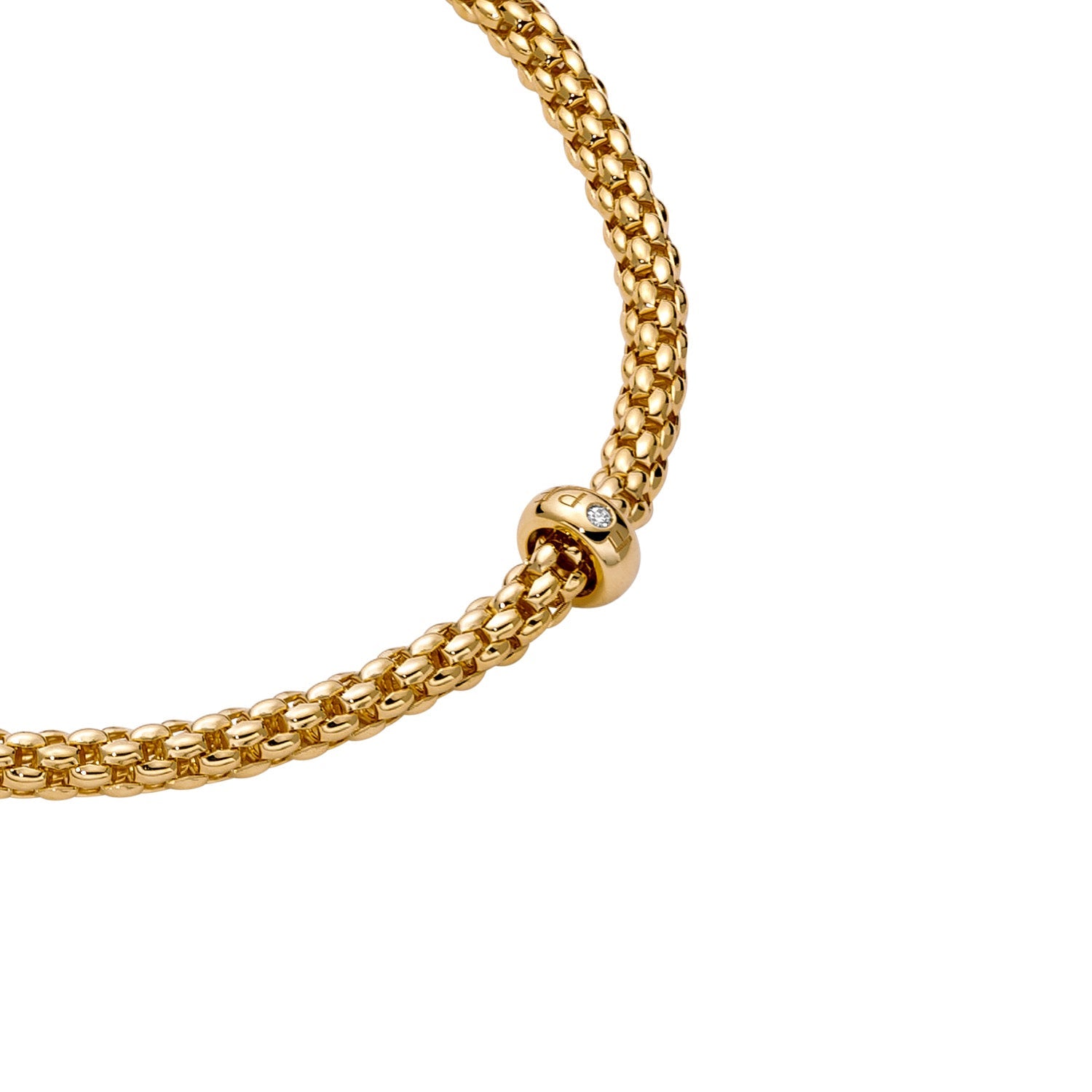 Video Thumbnail: Fope Gold Necklace With a Gold Rondel and a Single White Diamond 4537 - Fope Solo 18k Yellow Gold Diamond Necklace 43cm 0.01 Ctw