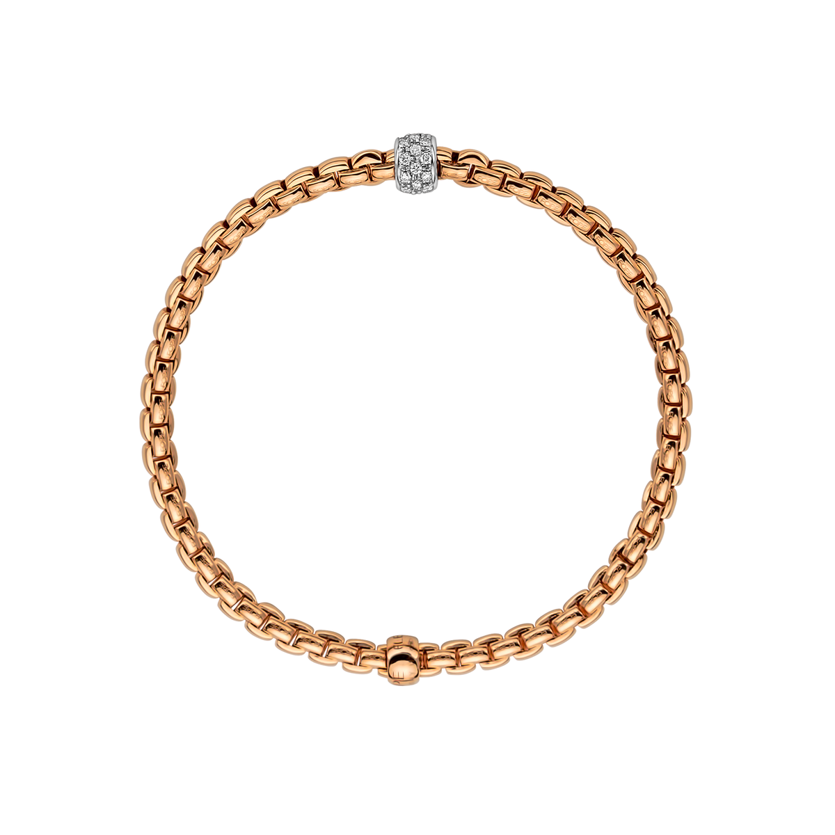 Fope 18K Rose Gold Eka Flexit Bracelet Pave Diamond 0.19ctw