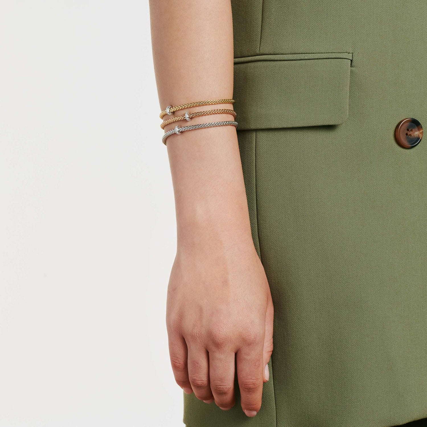 Fope 18K Yellow Gold Prima Flex'it Bracelet 0.18ctw