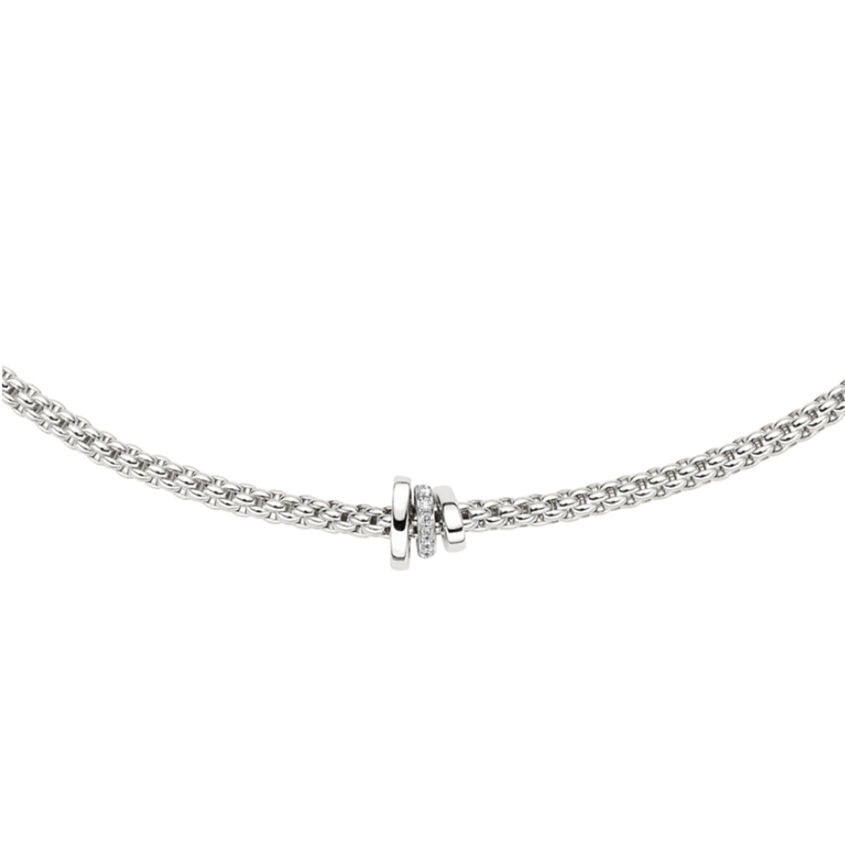 Fope 18K White Gold Prima Flexit Necklace 0.10ctw