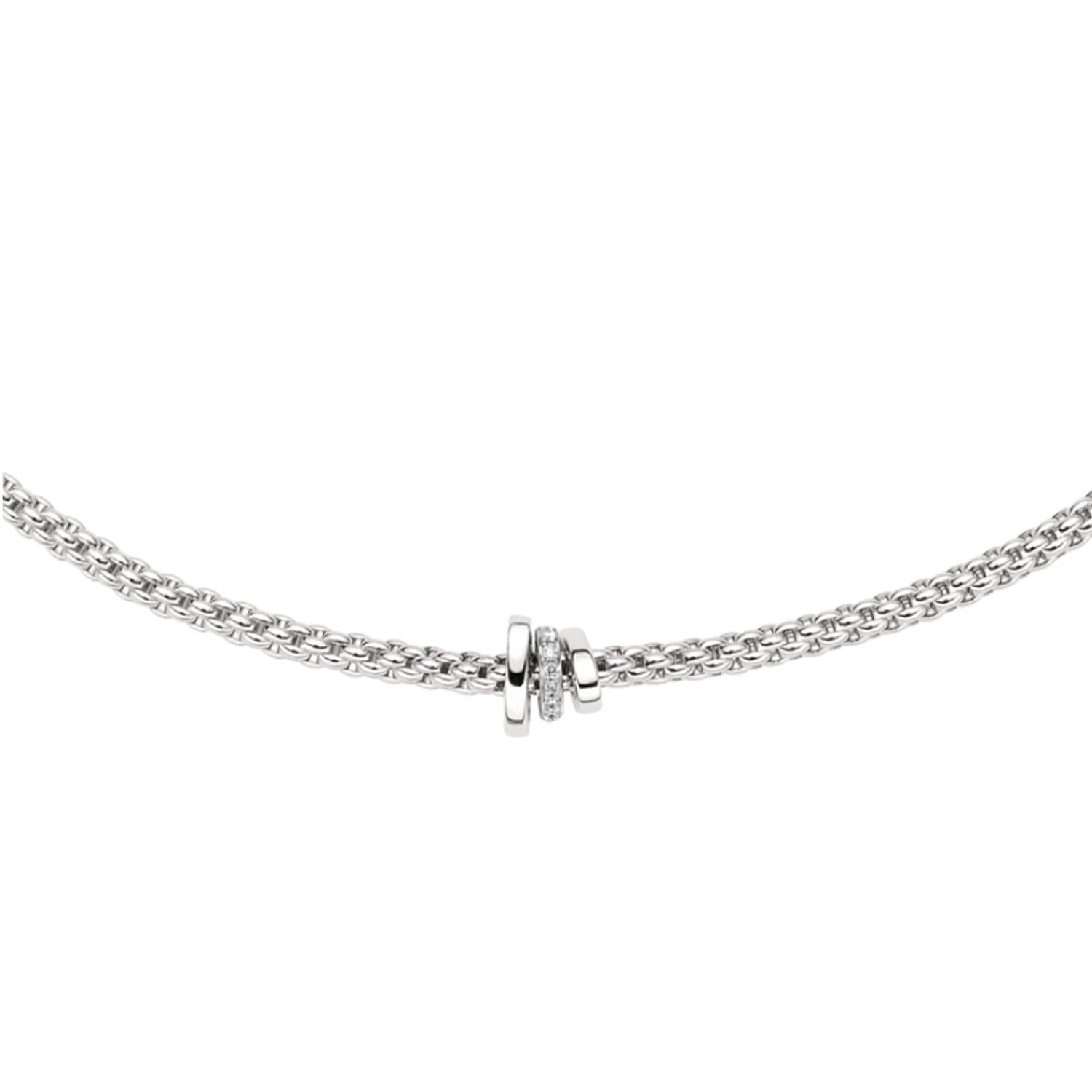 Fope 18K White Gold Prima Flexit Necklace 0.10ctw