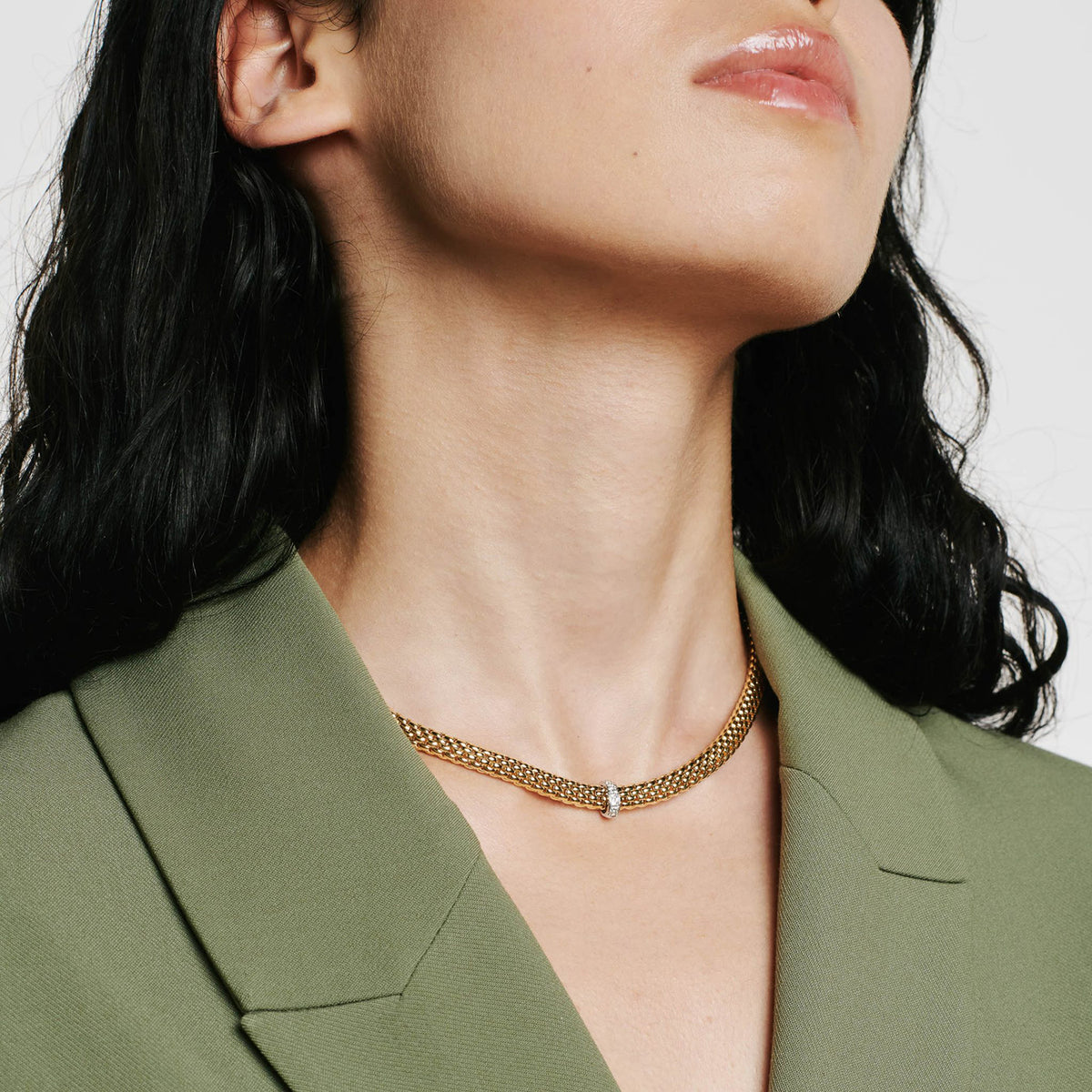 Fope 18K Yellow Gold 43cm Vendome Flexit Necklace 0.10ctw