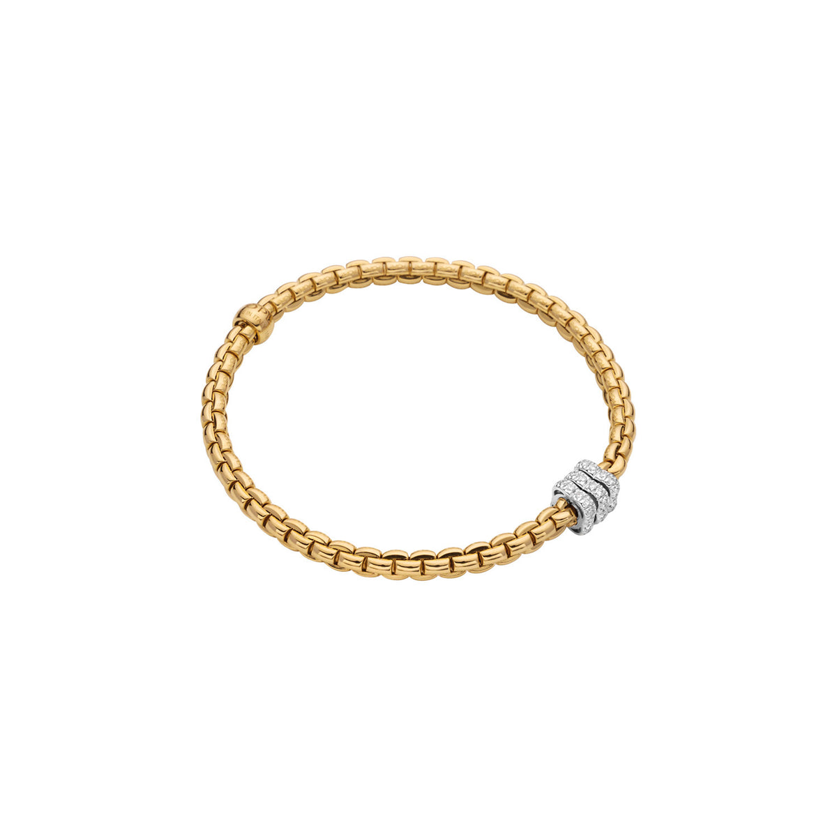 Fope 18K Yellow Gold Eka Flexit Bracelet Pave Diamonds 0.33ctw