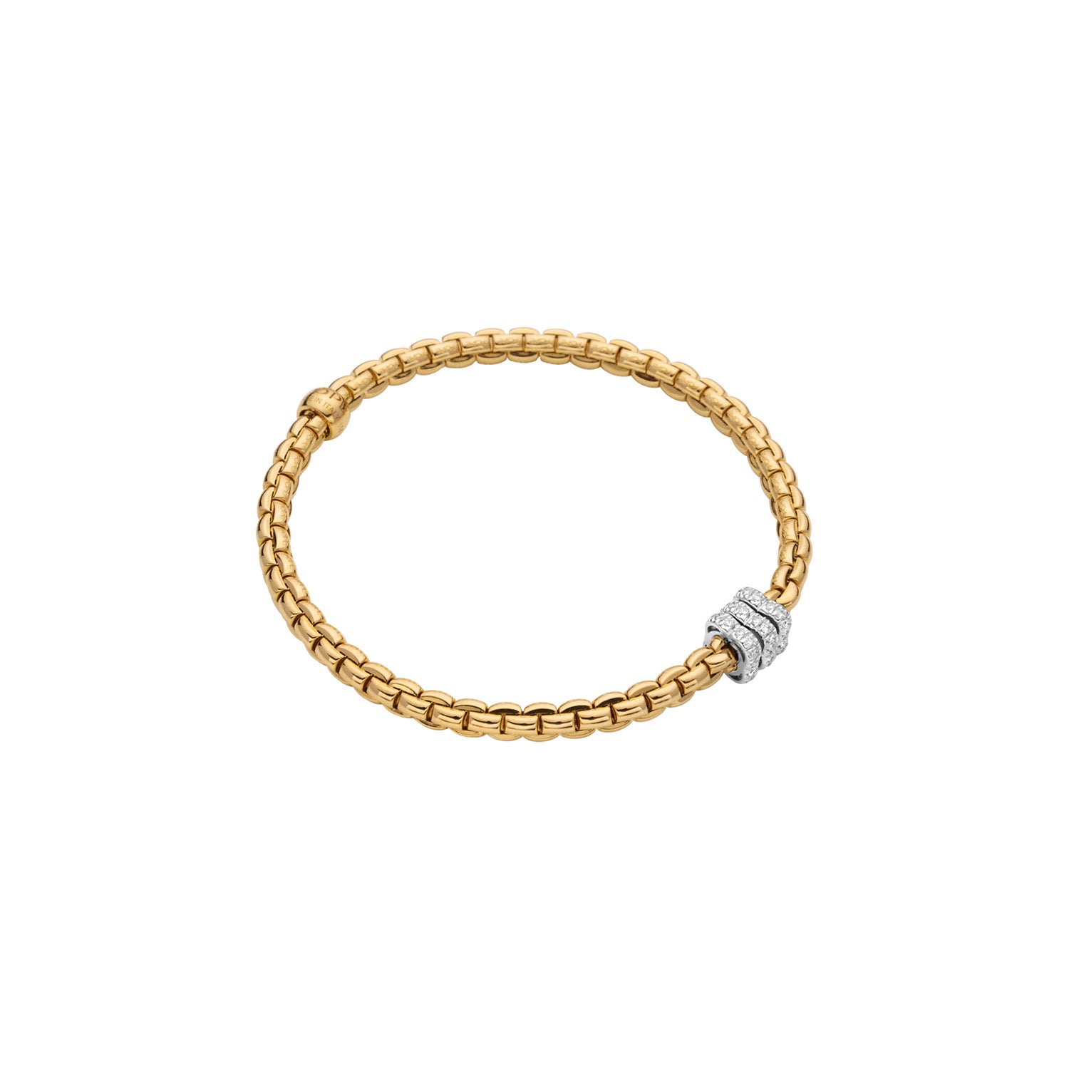Fope 18K Yellow Gold Eka Flexit Bracelet Pave Diamonds 0.33ctw