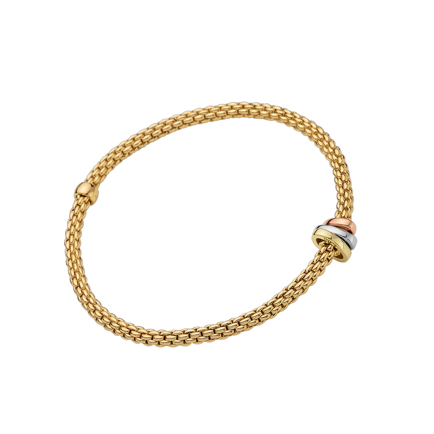 Fope 18K Yellow Gold Flexit Bracelet Tri Gold Rondels