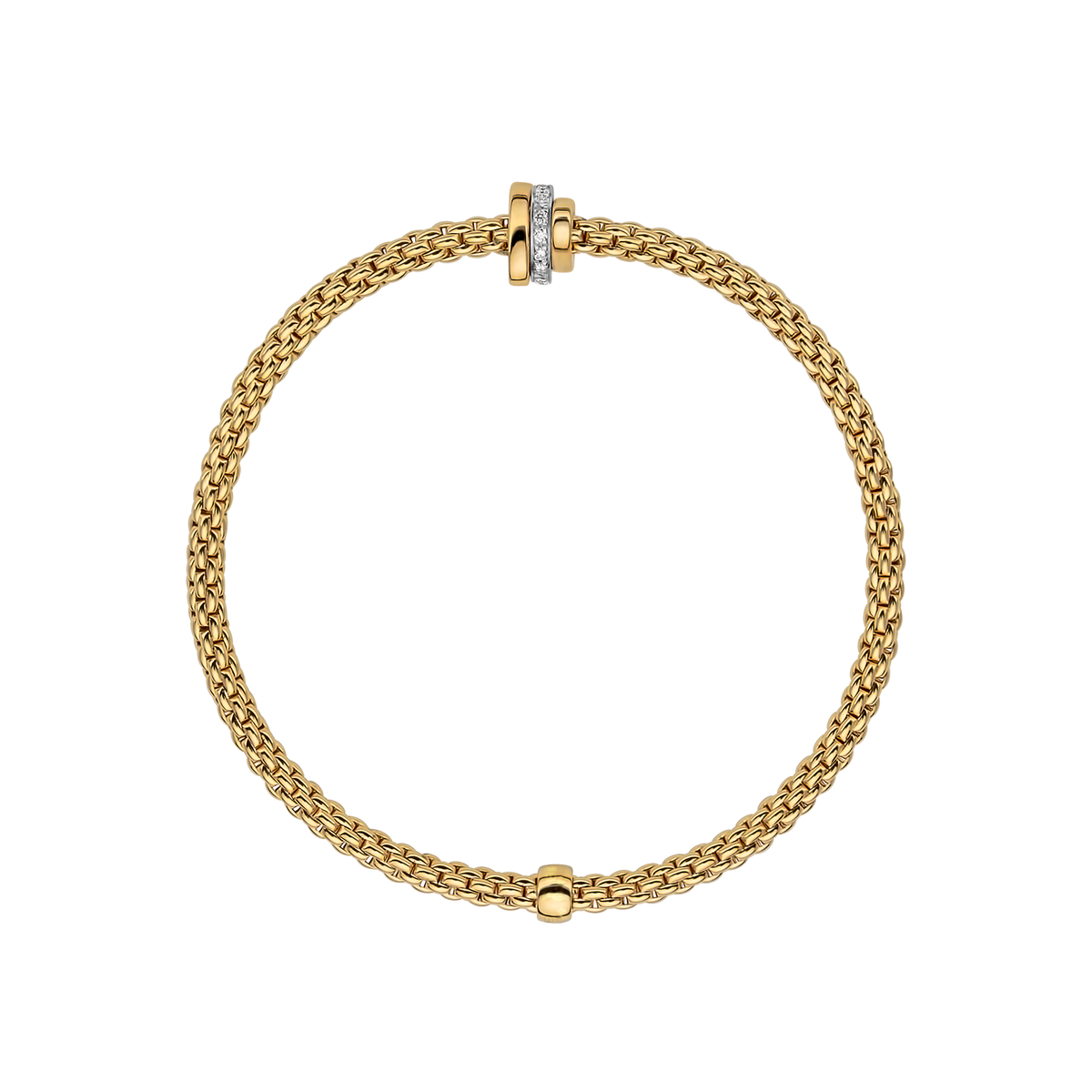 Video Thumbnail: Fope Yellow Gold Prima Flexit Bracelet Pav Diamonds 0 - Fope 18k Yellow Gold Prima Flexit Bracelet Pavè Diamonds 0.10ctw