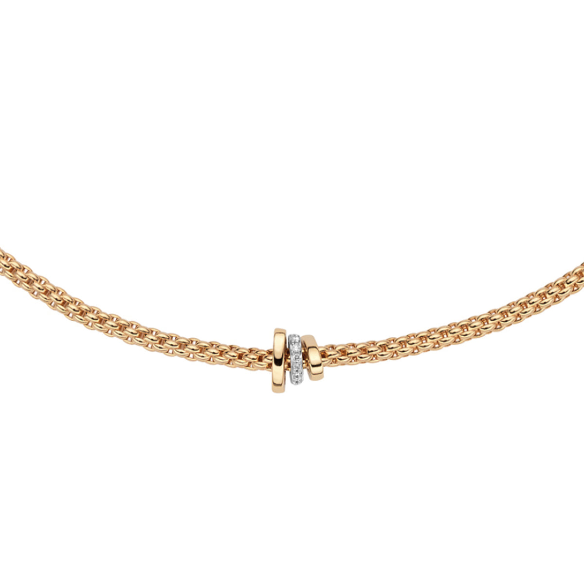 Fope 18K Yellow Gold Prima Flexit Necklace 0.10ctw