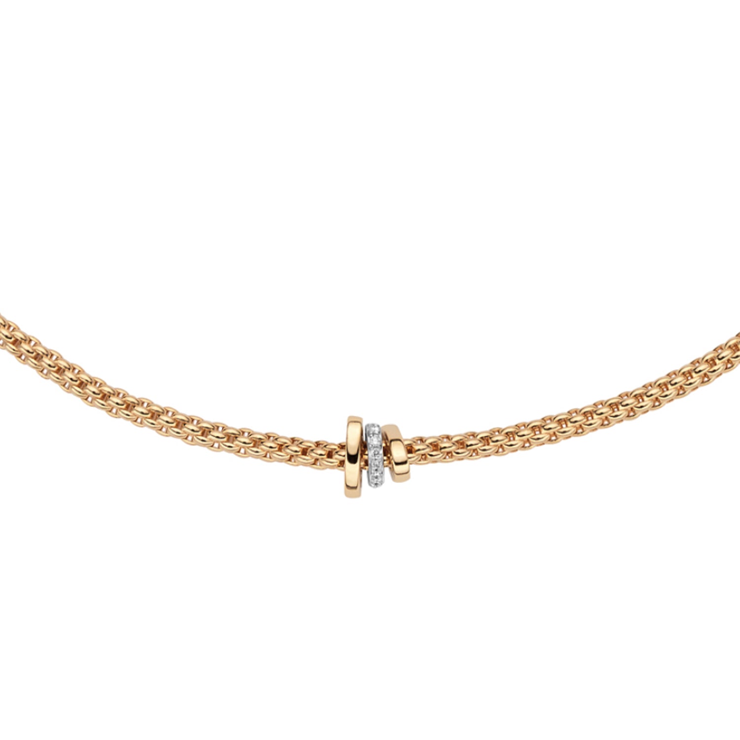 Fope 18K Yellow Gold Prima Flexit Necklace 0.10ctw
