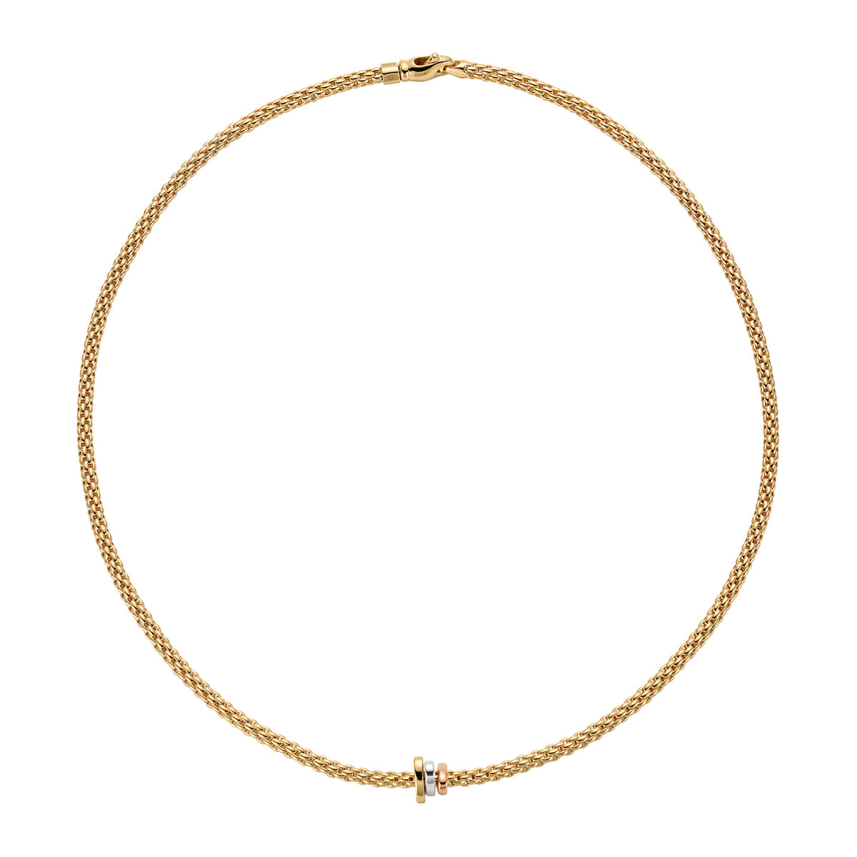 Fope 18K Yellow Gold Prima Flexit Necklace Tri Gold Rondels
