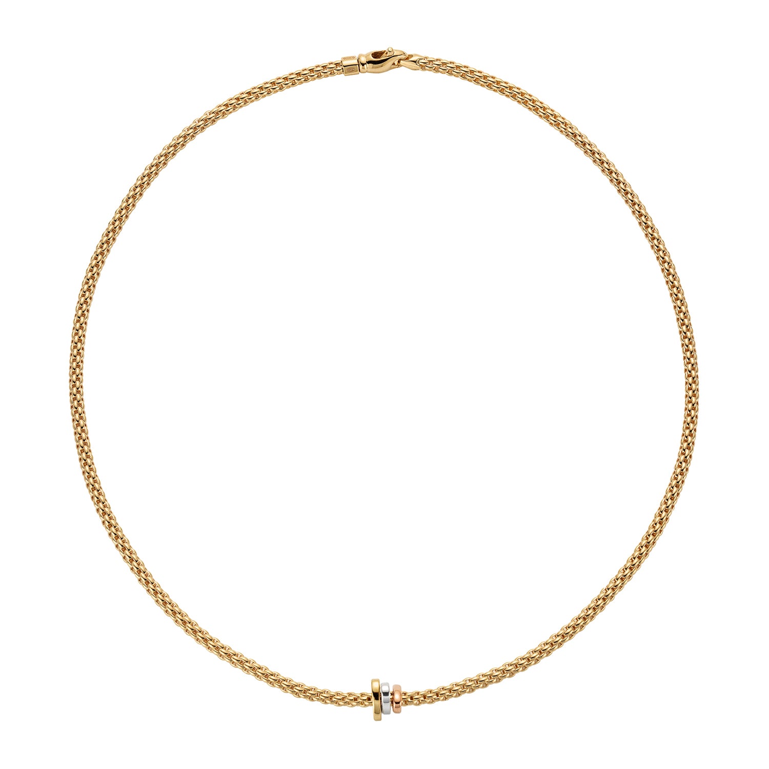Fope 18K Yellow Gold Prima Flexit Necklace Tri Gold Rondels