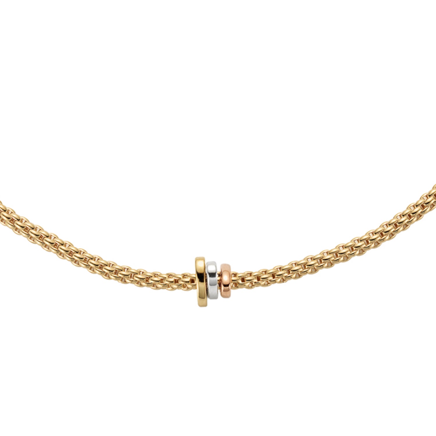 Fope 18K Yellow Gold Prima Flexit Necklace Tri Gold Rondels