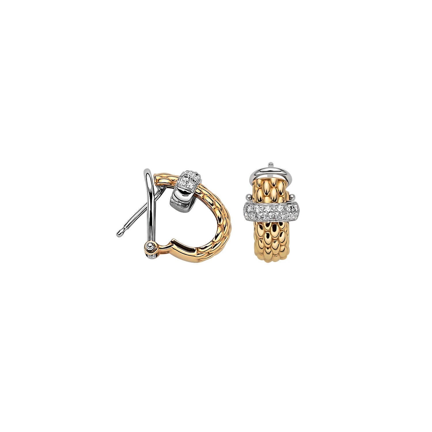 Fope 18K Yellow Gold Vendome Diamond Huggie Earrings 0.10ctw