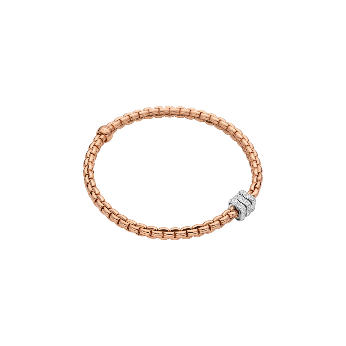 Fope 18K Rose Eka Flexit Bracelet Pave Diamonds 0.33ctw