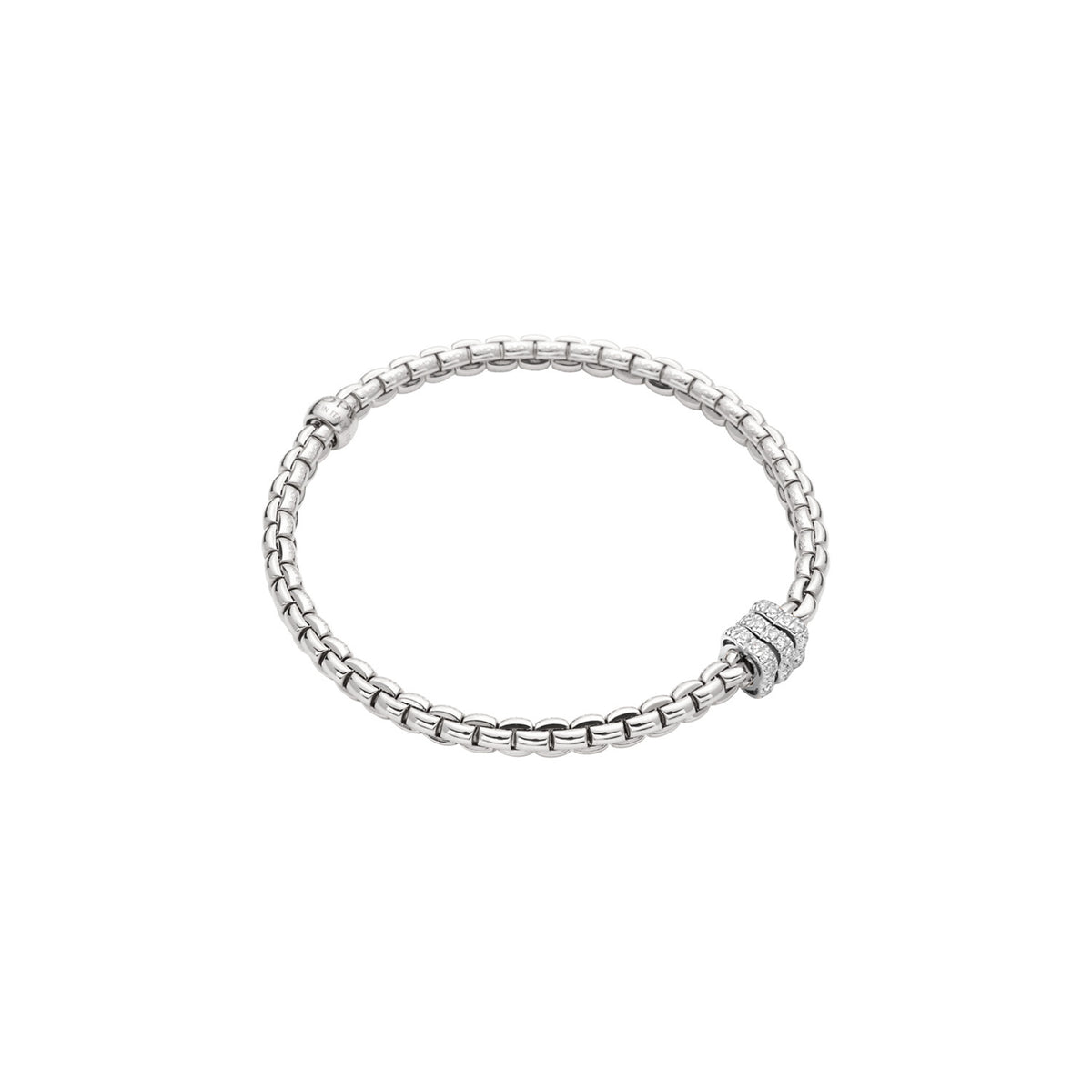 Fope 18K White Gold Eka Flexit Bracelet Pave Diamonds 0.33ctw