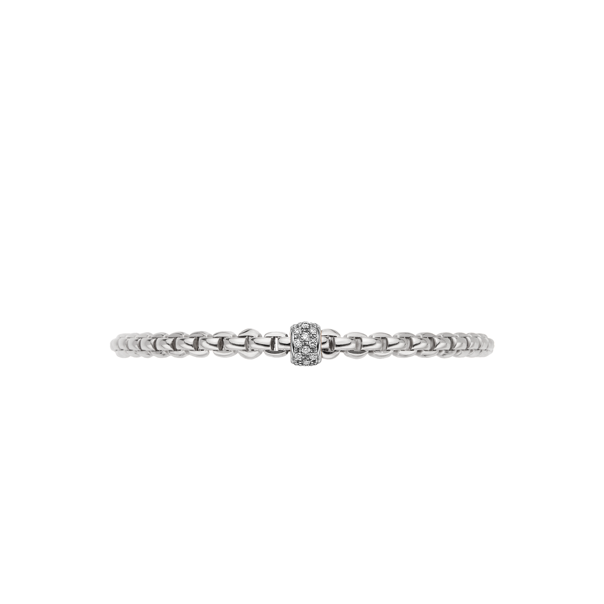 Fope 18K White Gold Eka Flexit Bracelet Pave Diamonds 0.19ctw