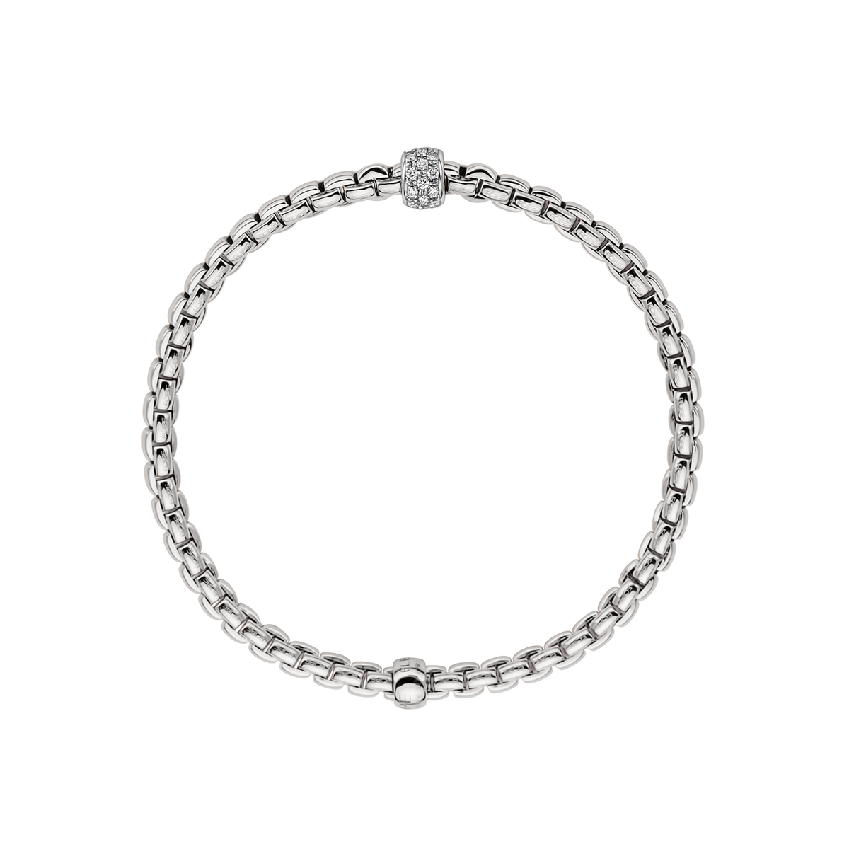 Video Thumbnail: Fope Eka Collection Flexit Bracelet Entirely Made of White Gold Rondel Is Pave Set With 0 19 Carat Total Weight Diamonds - Fope Eka Collection 18k White Gold Diamond Pave Flex'it Bracelet