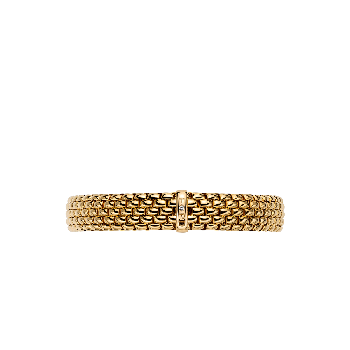 Video Thumbnail: Fope Panorama Yellow Gold Flexit Bracelet 0 - Fope Panorama 18ky Gold Xlarge Flex'it Bracelet With a White Diamond