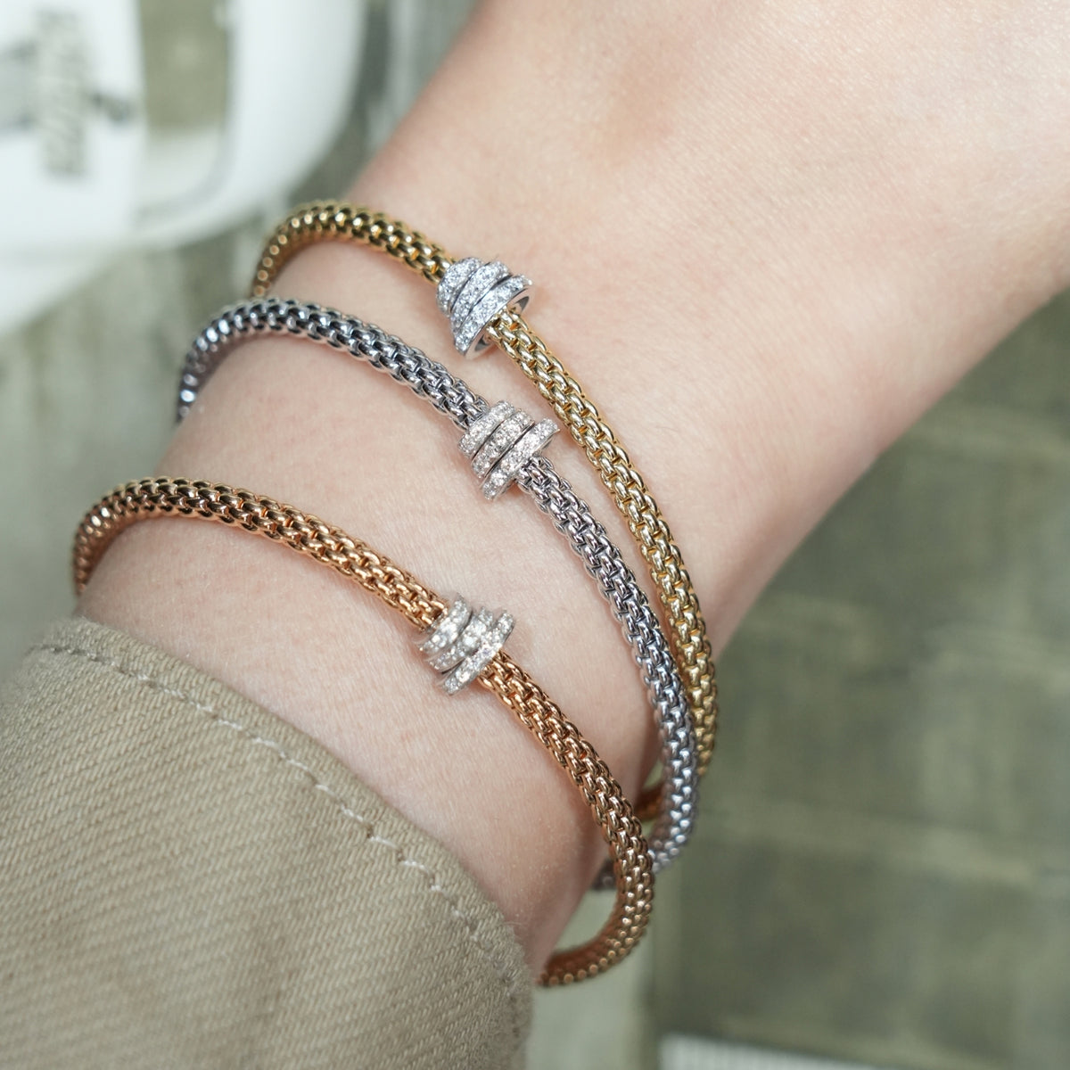Fope Prima18K Rose Gold Flexit Bracelet 0.31ctw