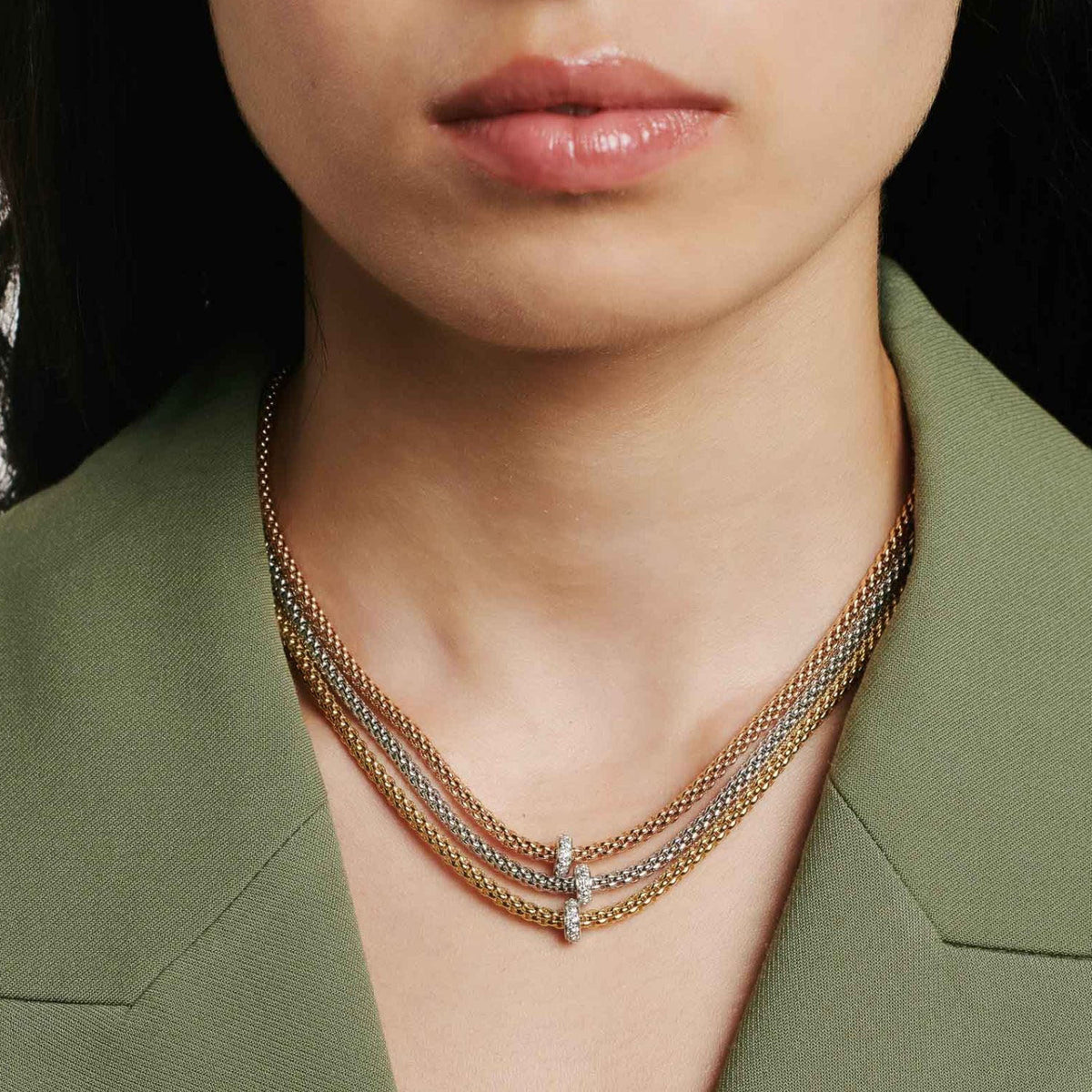 Fope 18K White Gold Prima Necklace 0.18ctw