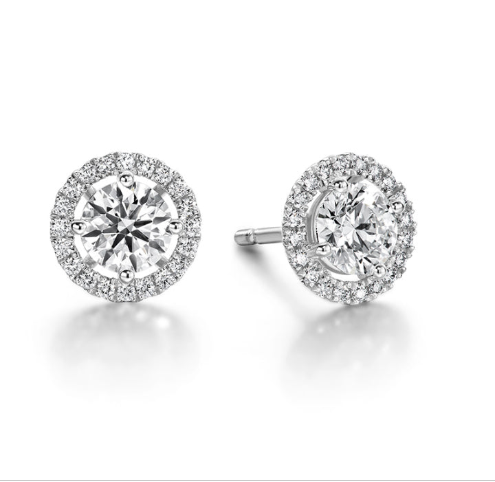 Hearts On Fire 18k White Gold Joy Stud Halo Earrings 0.53ctw