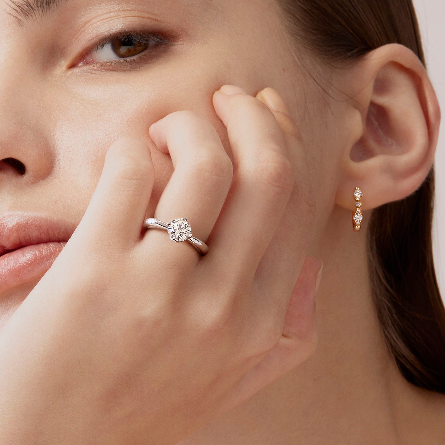 18K Rose Gold Bezel Regal Huggie Earrings