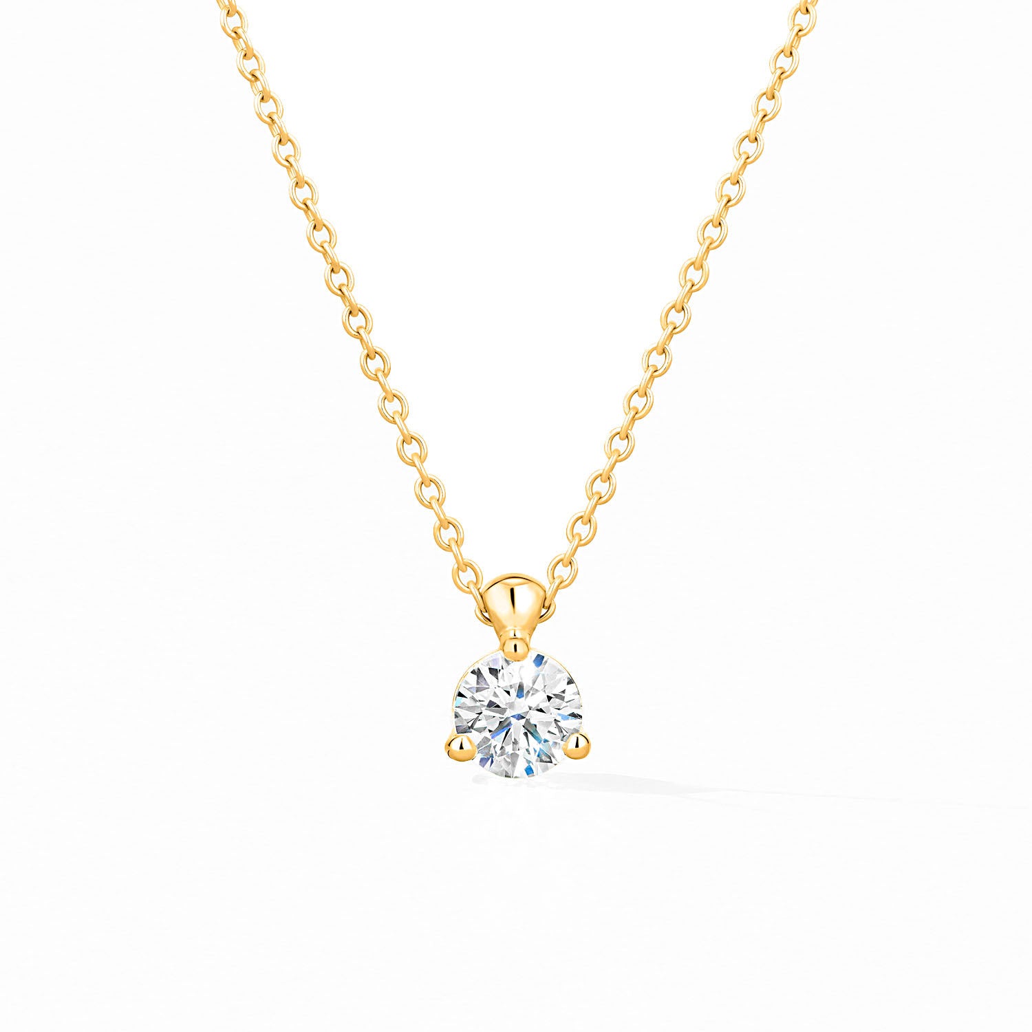 HOF 18K Yellow Gold Classic 3 Prong Solitaire Pendant