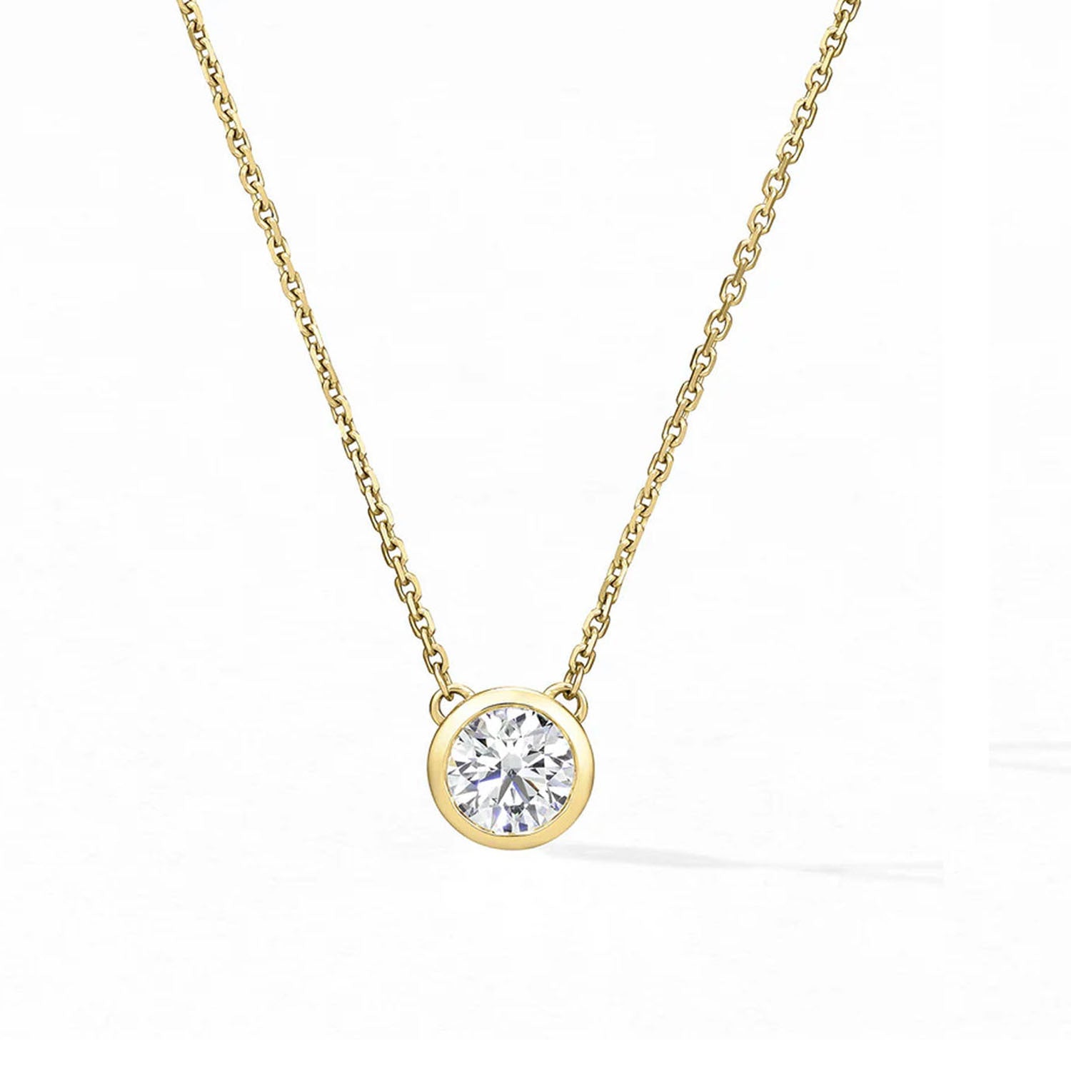 HOF 18K Yellow Gold Classic Bezel Solitaire Pendant