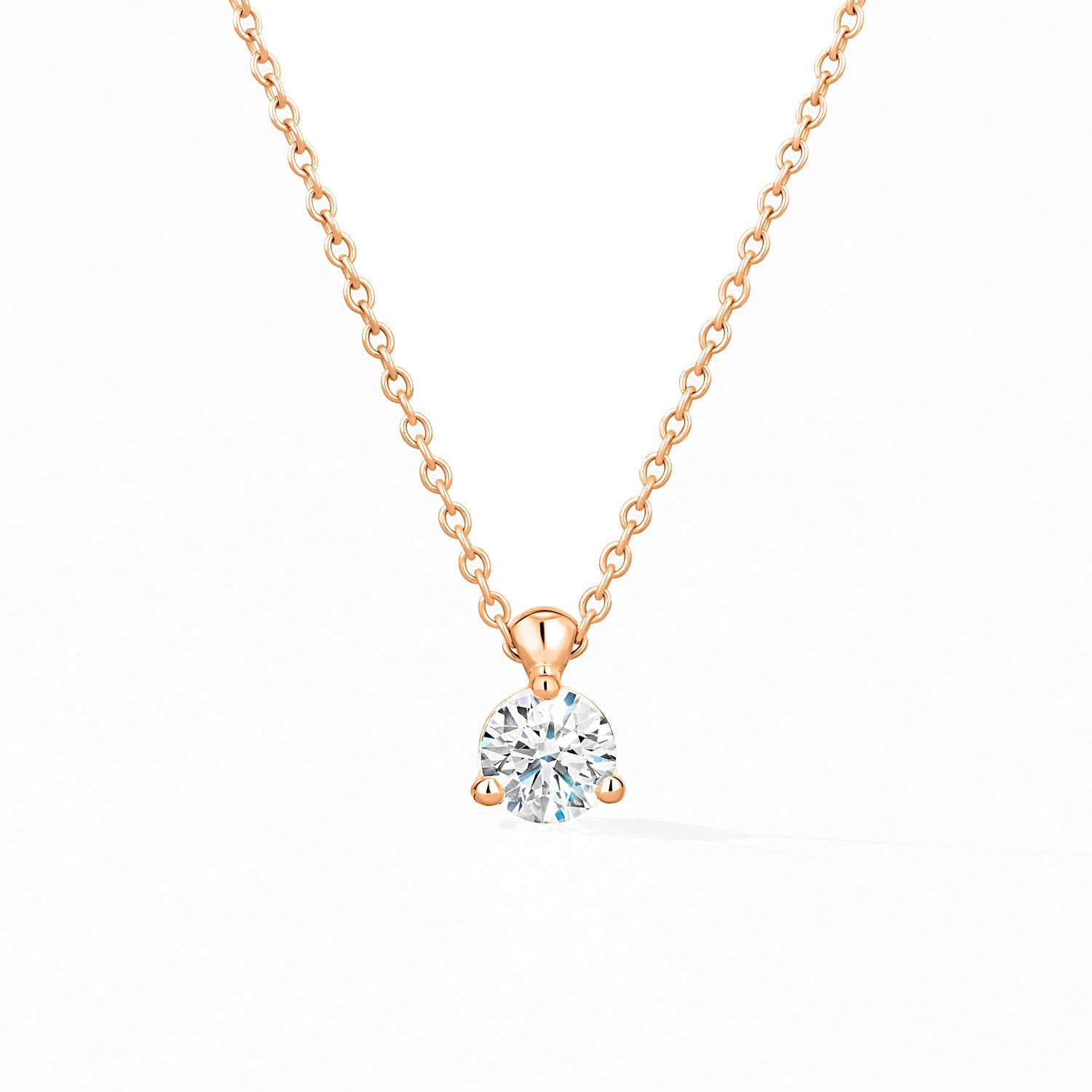 HOF 18K Rose Gold Classic 3 Prong Solitaire Pendant